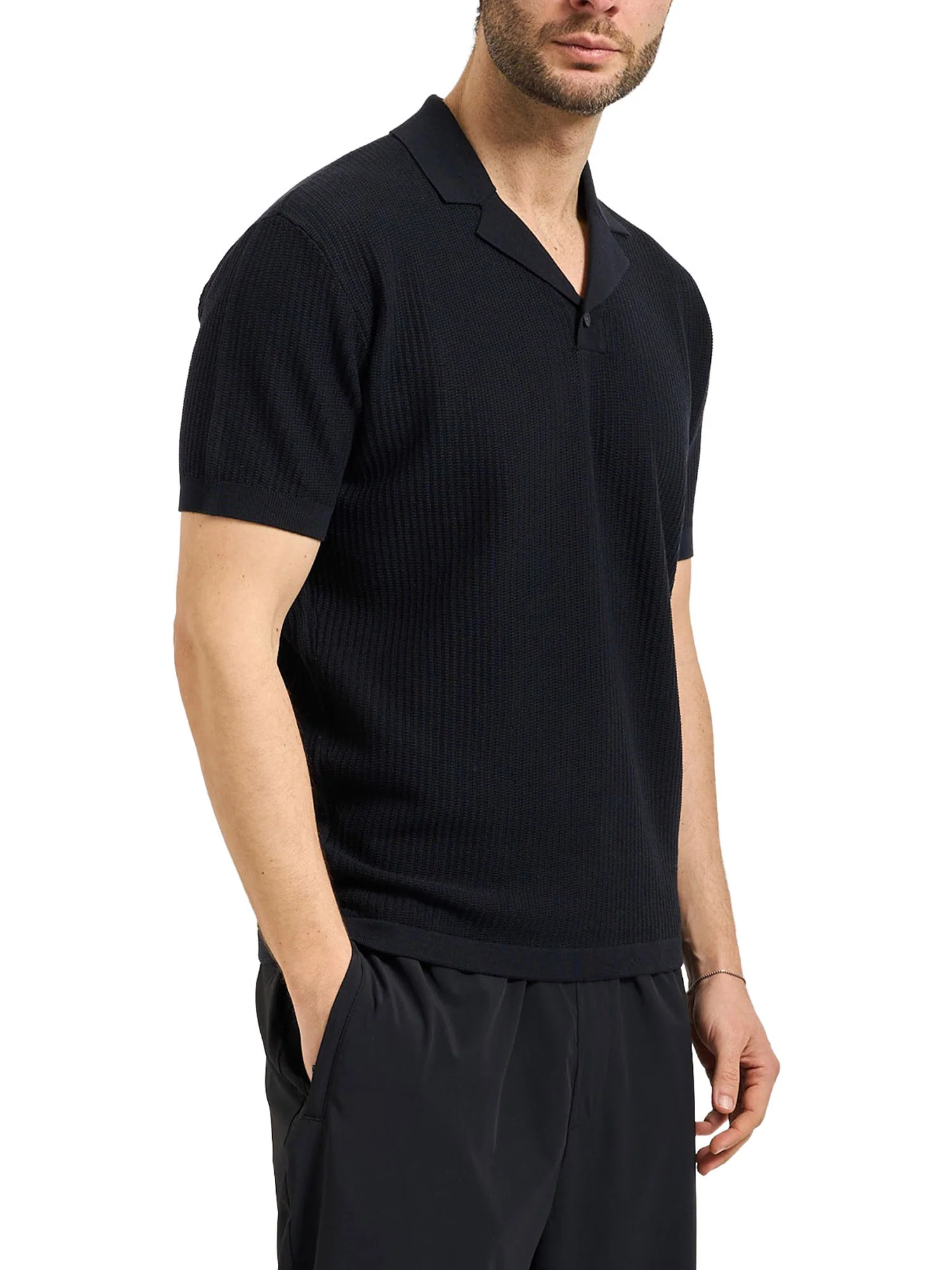 Polo Armani Exchange a manica corta lavorata knit blu - Image 3