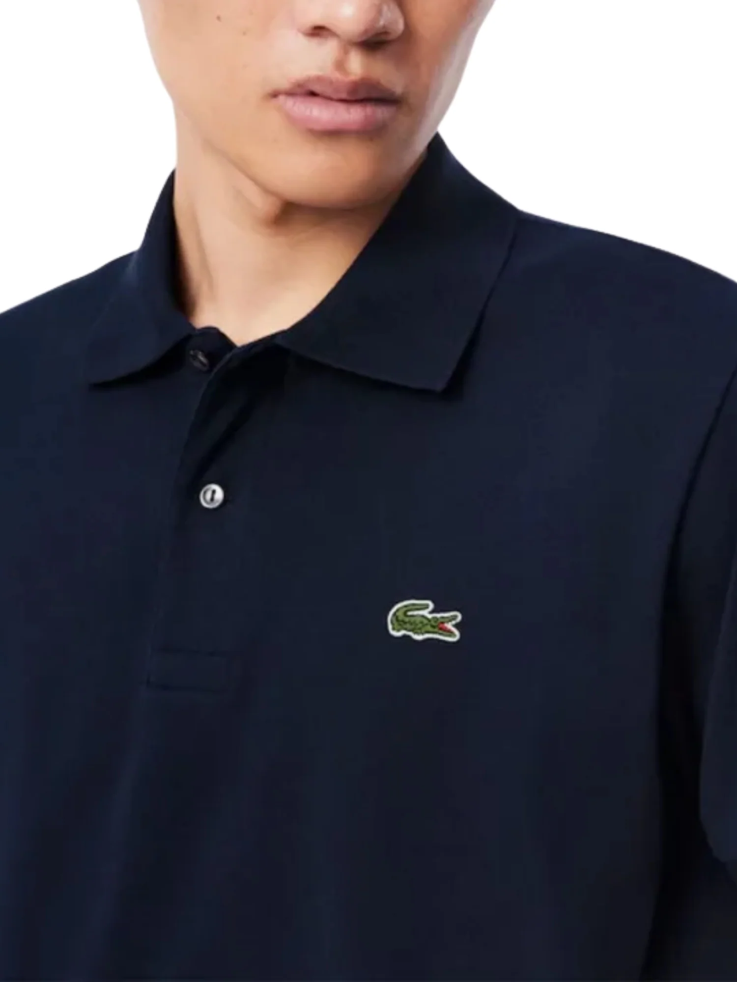 Polo Lacoste uomo con maniche corte modello light piquet blu - Image 4