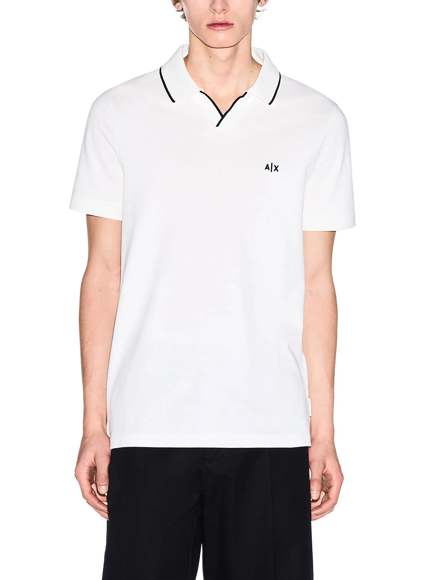 Polo Armani Exchange a manica corta micro logo piquet bianco