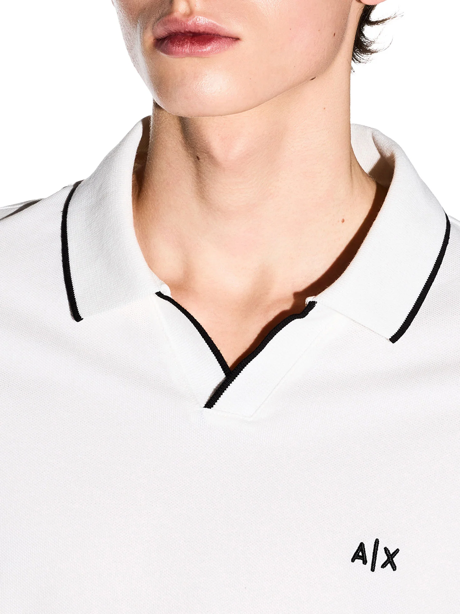 Polo Armani Exchange a manica corta micro logo piquet bianco - Image 3