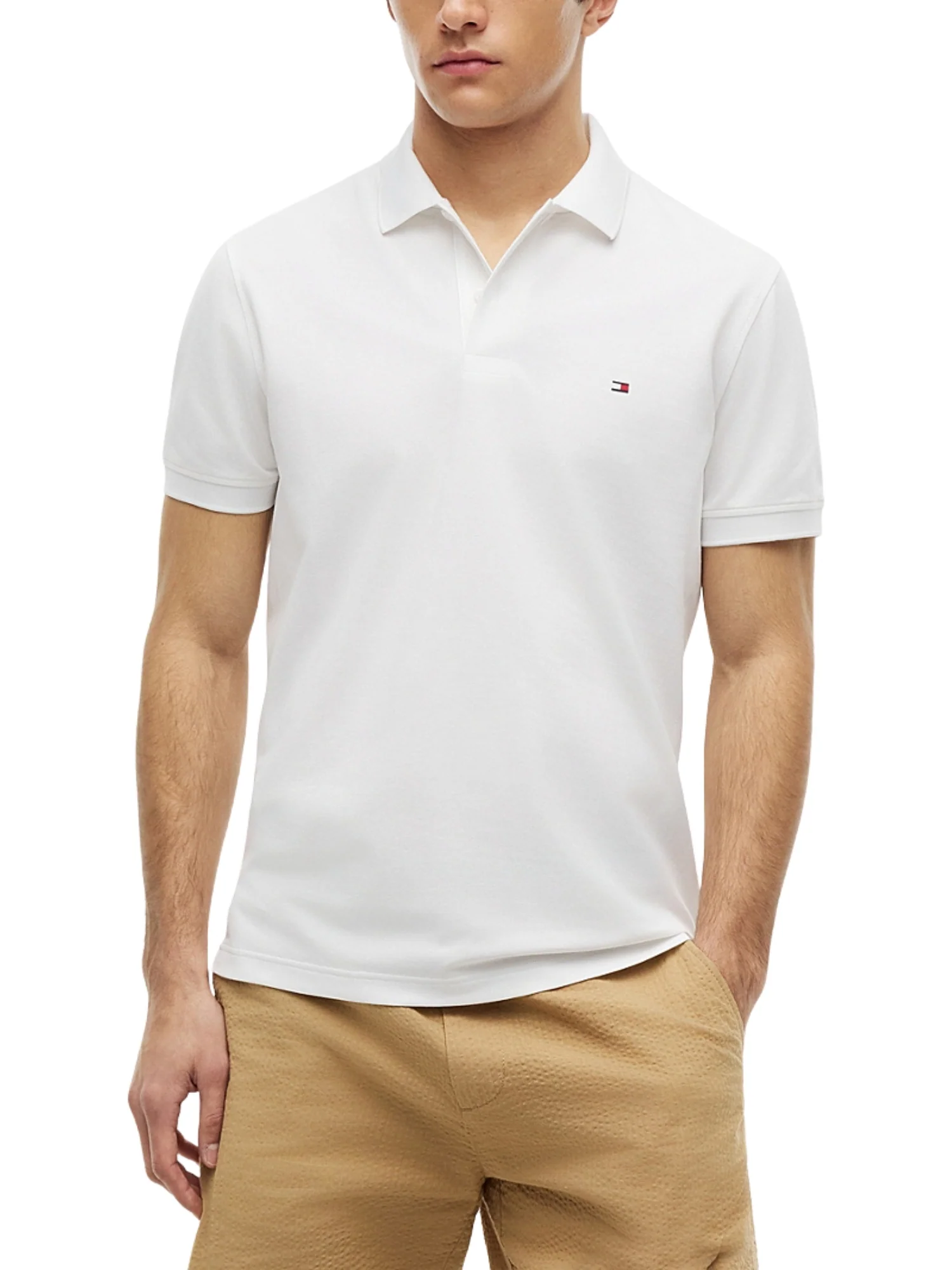 Maglia polo con maniche corte Tommy Hilfiger modello performance piquet bianco