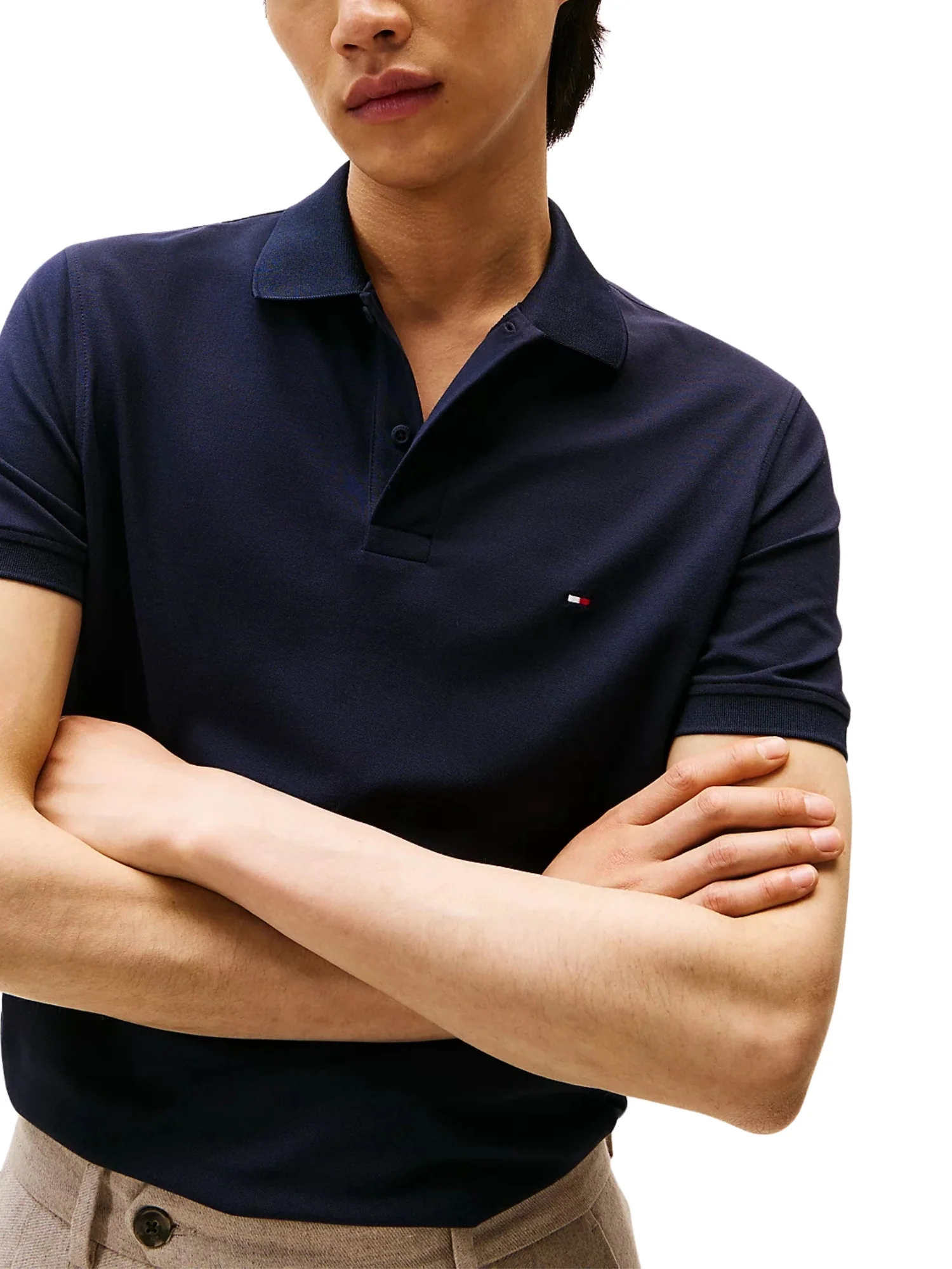 Maglia polo con maniche corte Tommy Hilfiger modello performance piquet blu - Image 4