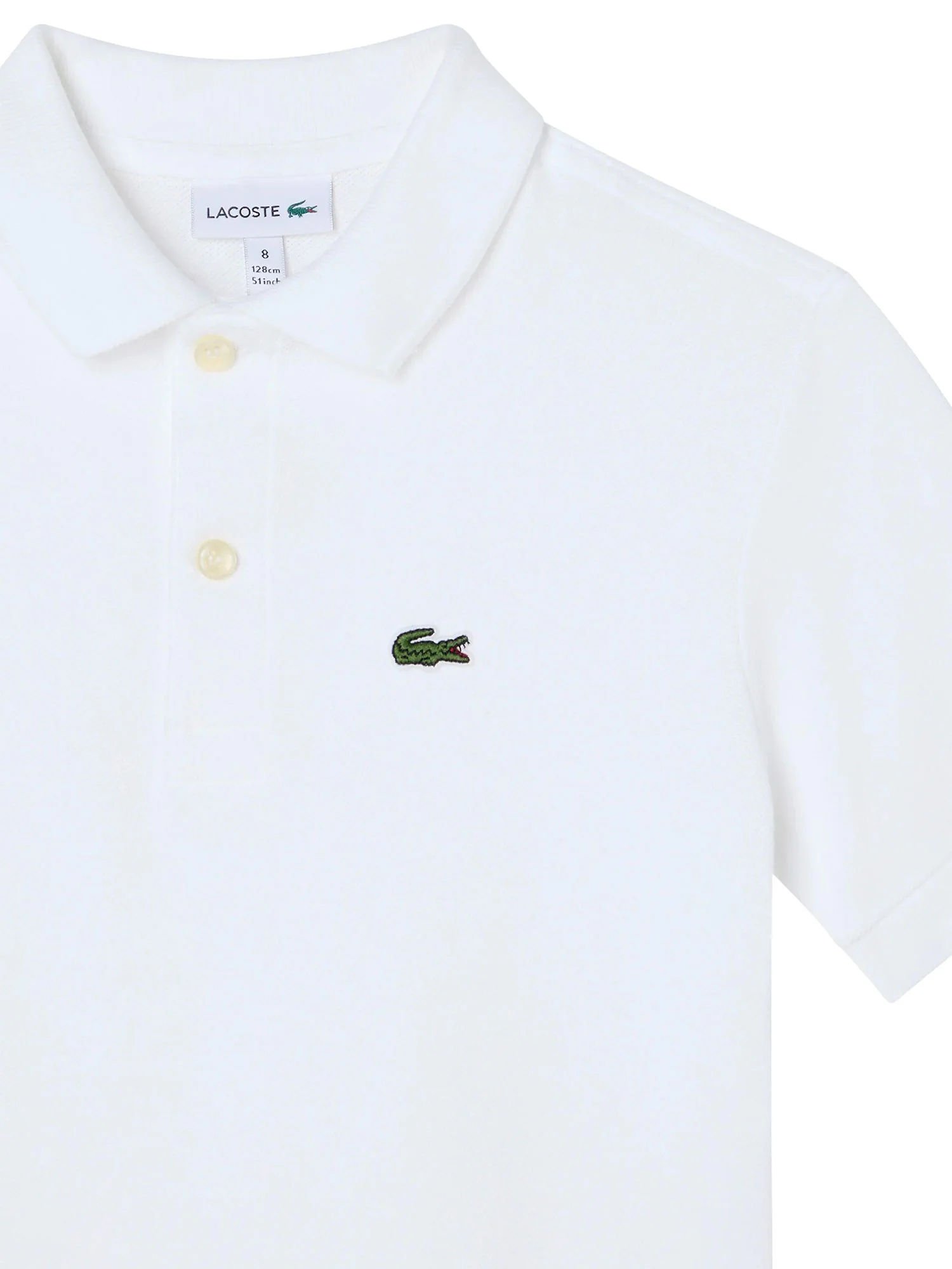 Polo manica corta Lacoste bambino petit piquet bianco - Image 3
