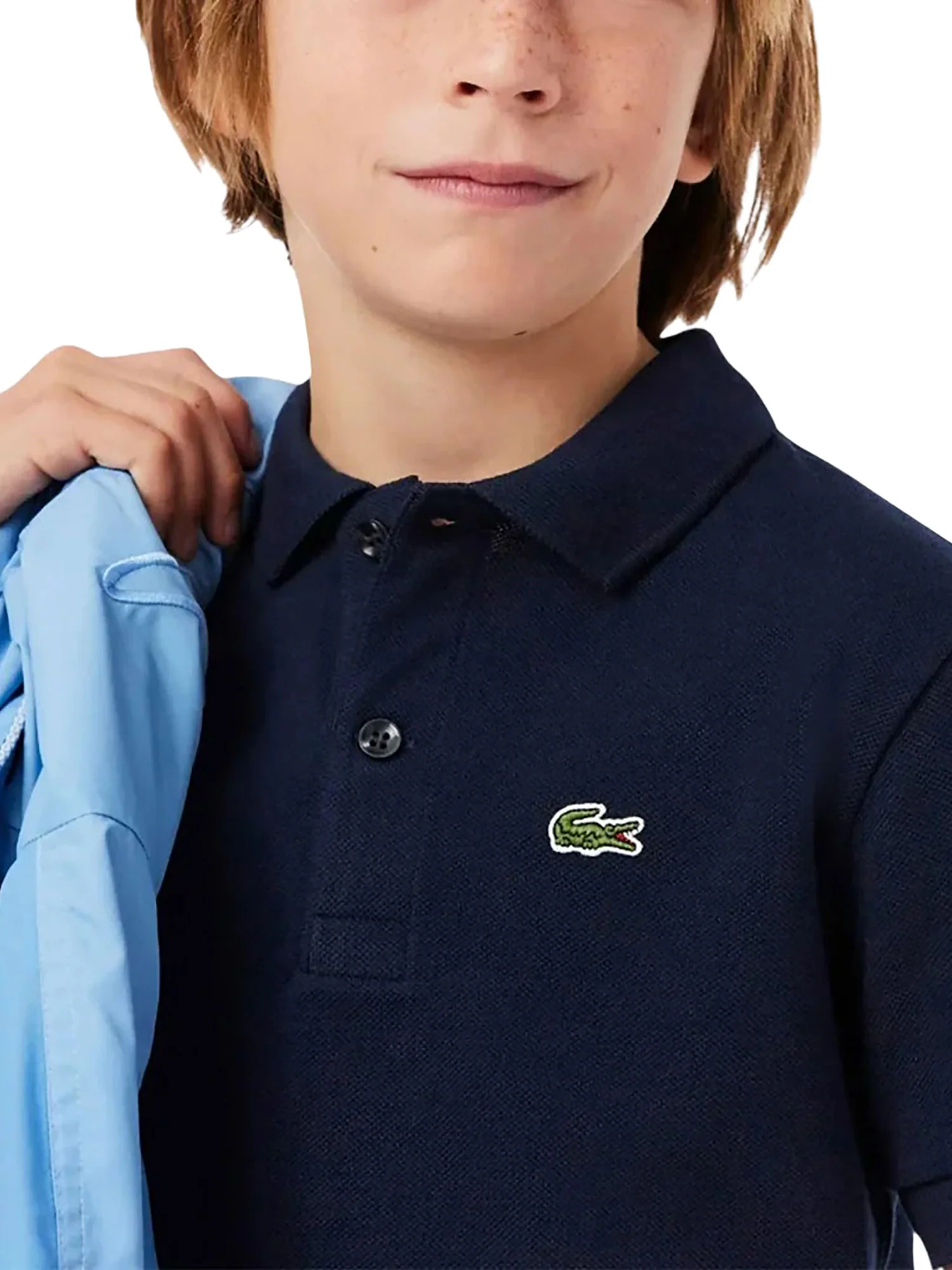 Polo manica corta Lacoste ragazzo petit piquet blu - Image 3