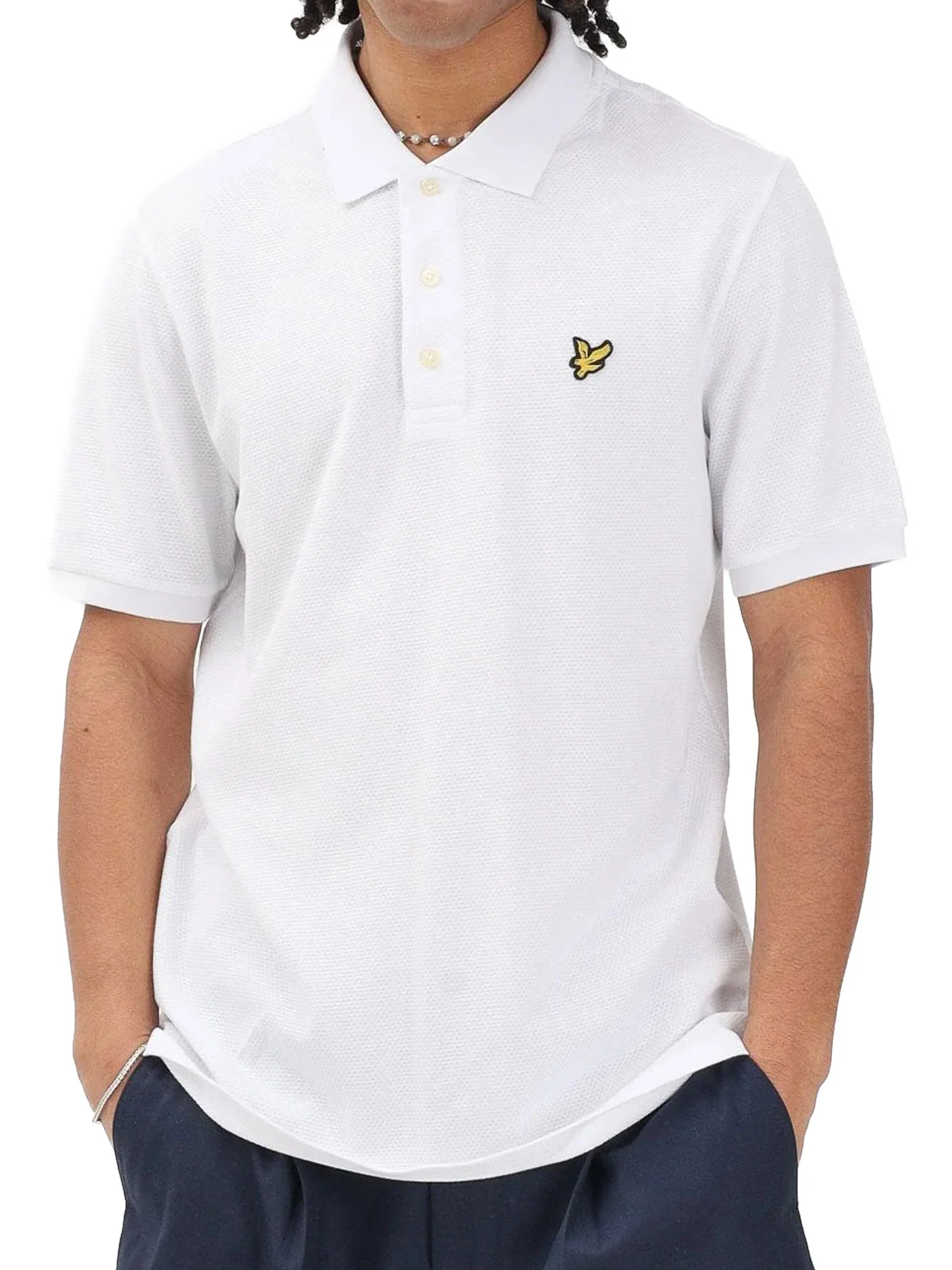 Polo manica corta popcorn jacquard Lyle&Scott Uomo Bianco