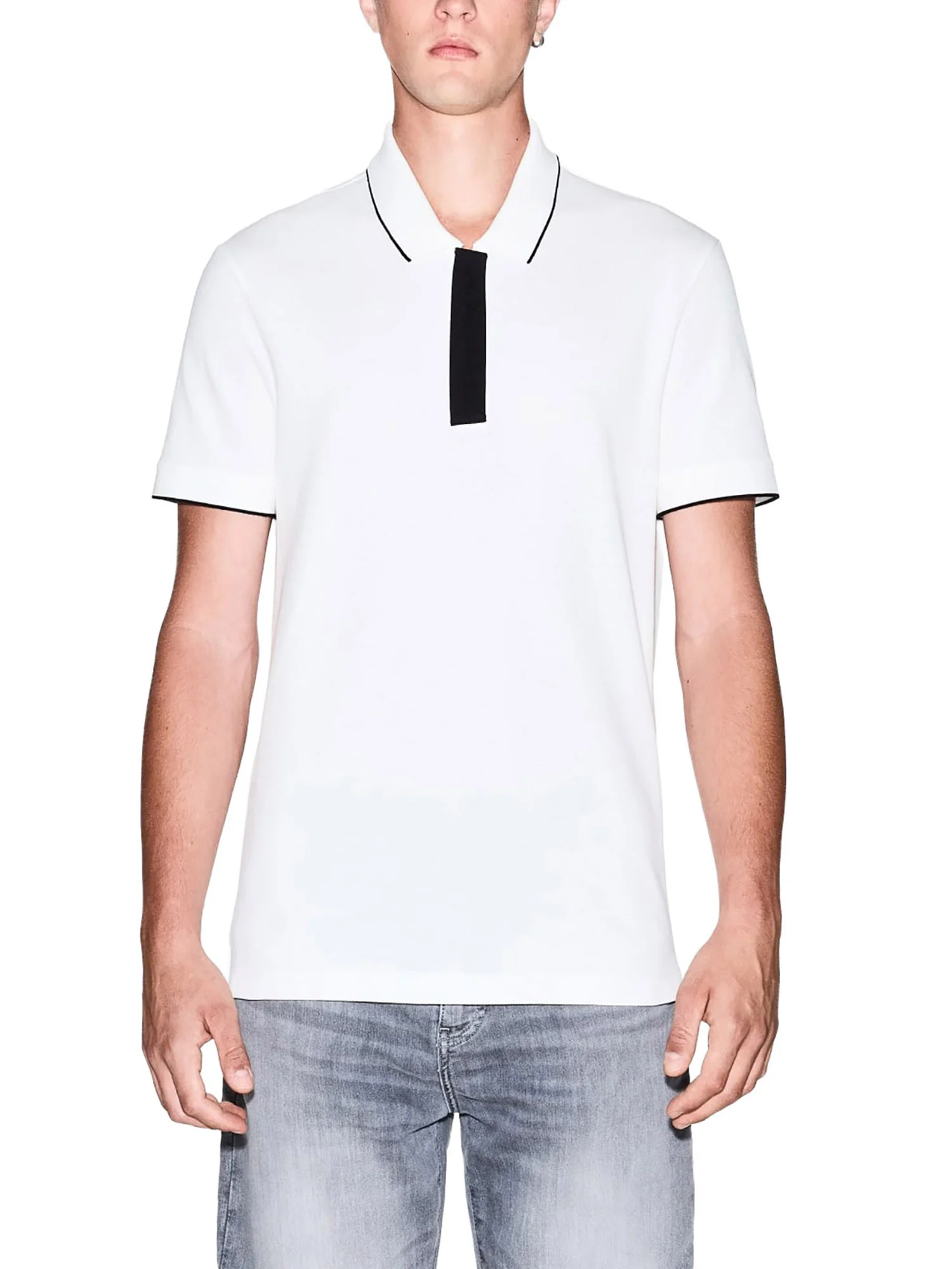 Polo Armani Exchange a manica corta prf. contr. bianco