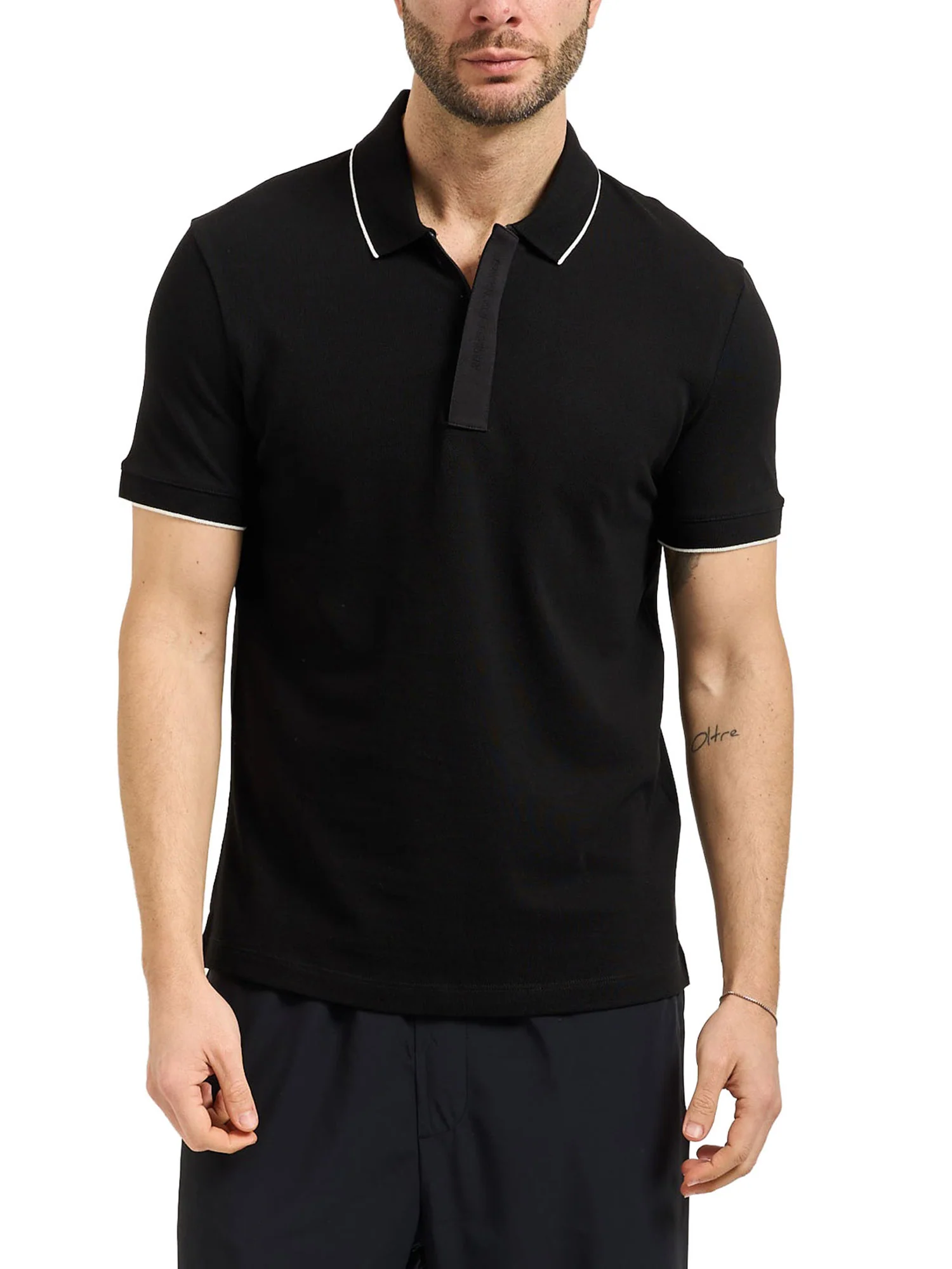 Polo Armani Exchange a manica corta prf. contr. nero