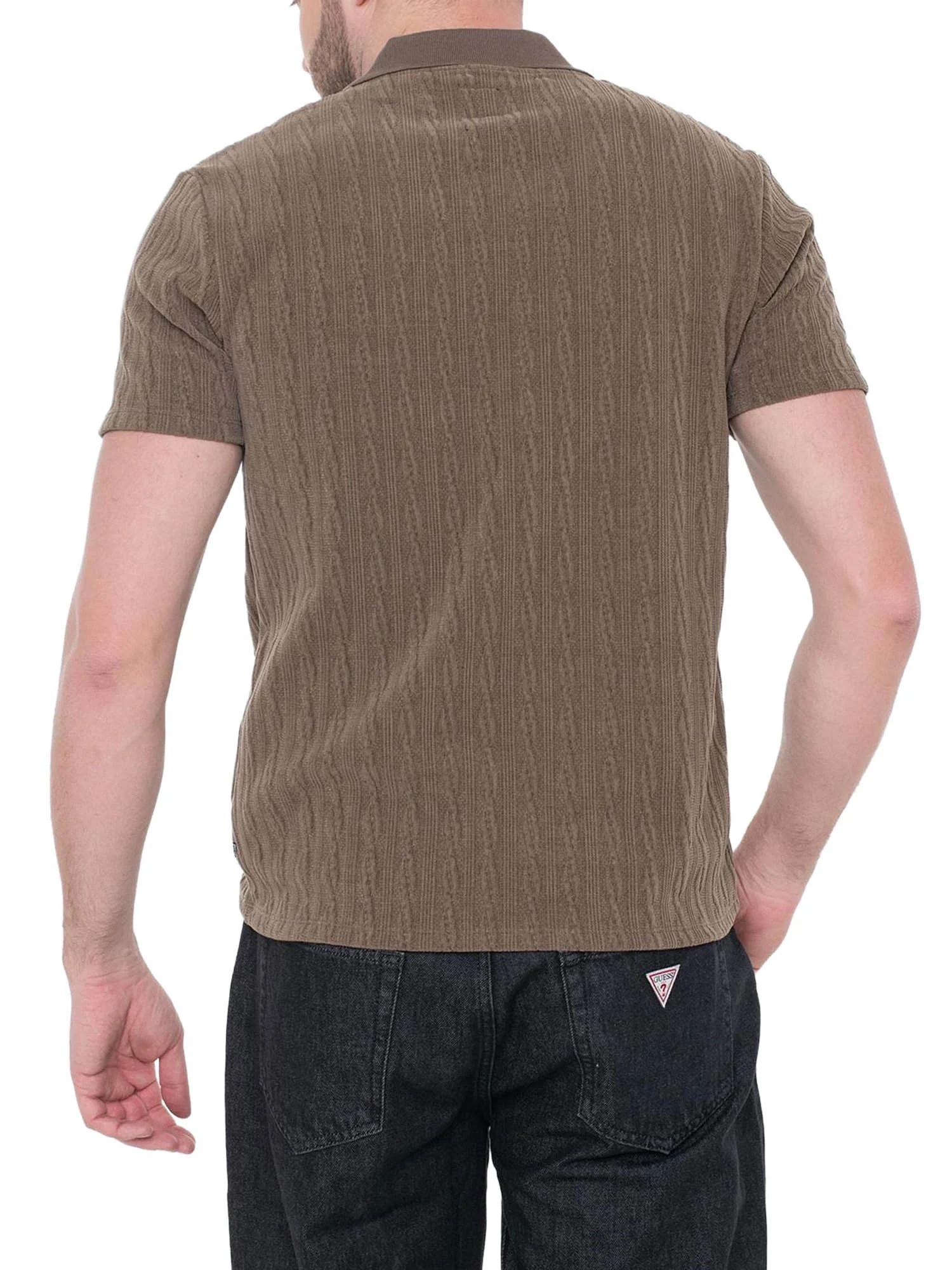 Polo Guess Uomo manica corta River Jacquard Knit 
 Marrone - Image 3