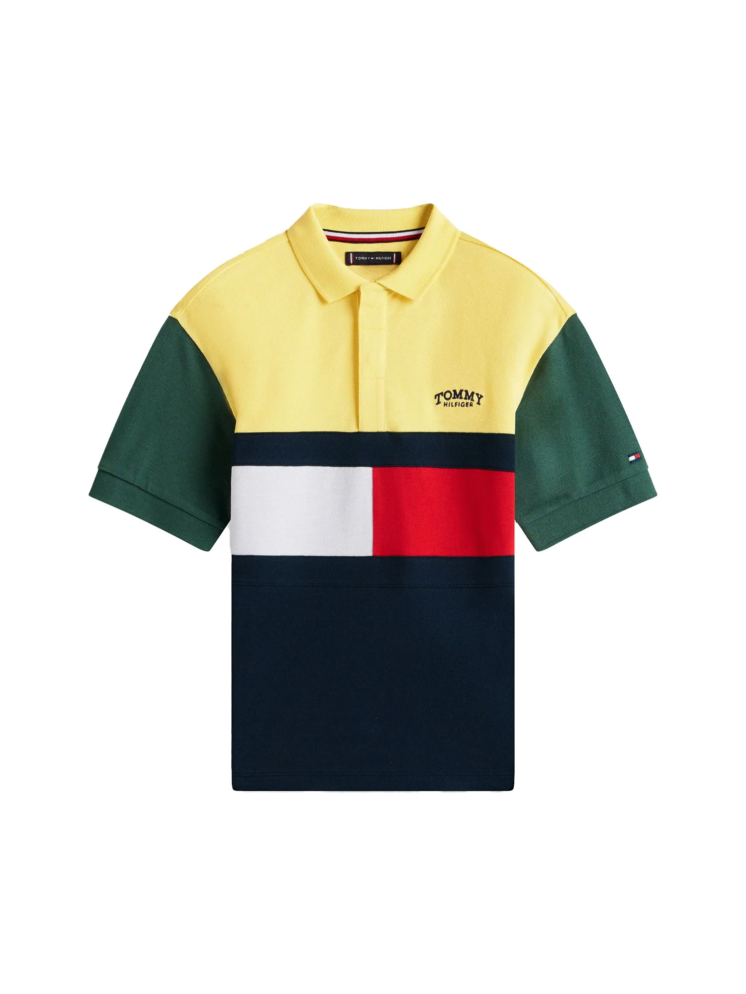 Polo Tommy Hilfigher Ragazzo rugby colorblock giallo multi