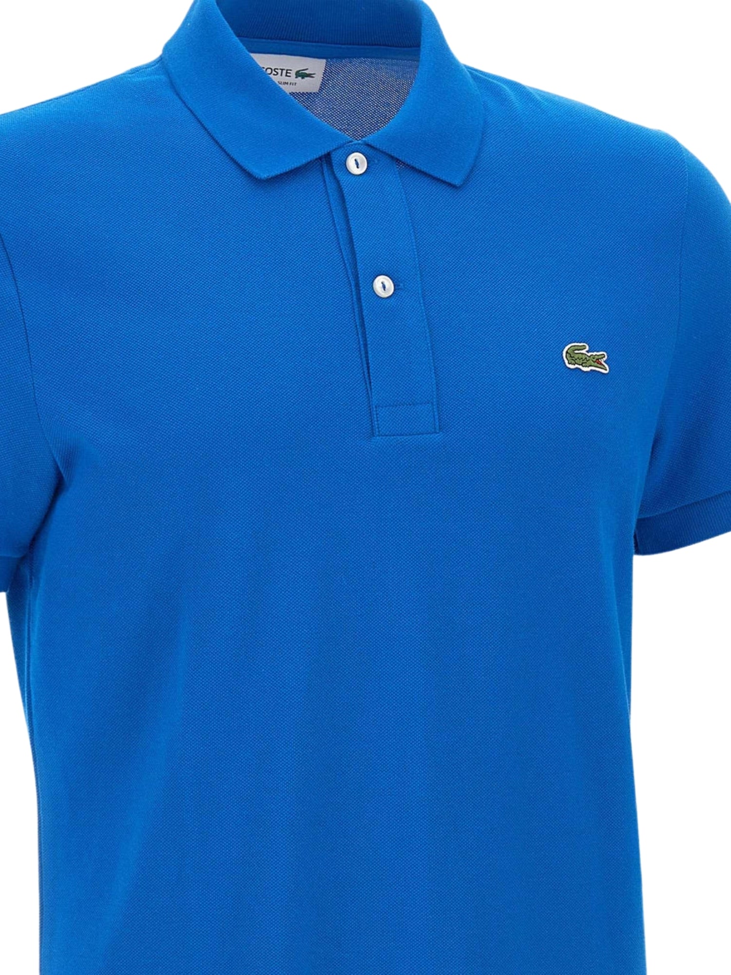 Polo Lacoste uomo con maniche corte modello slim piquet azzurro - Image 3