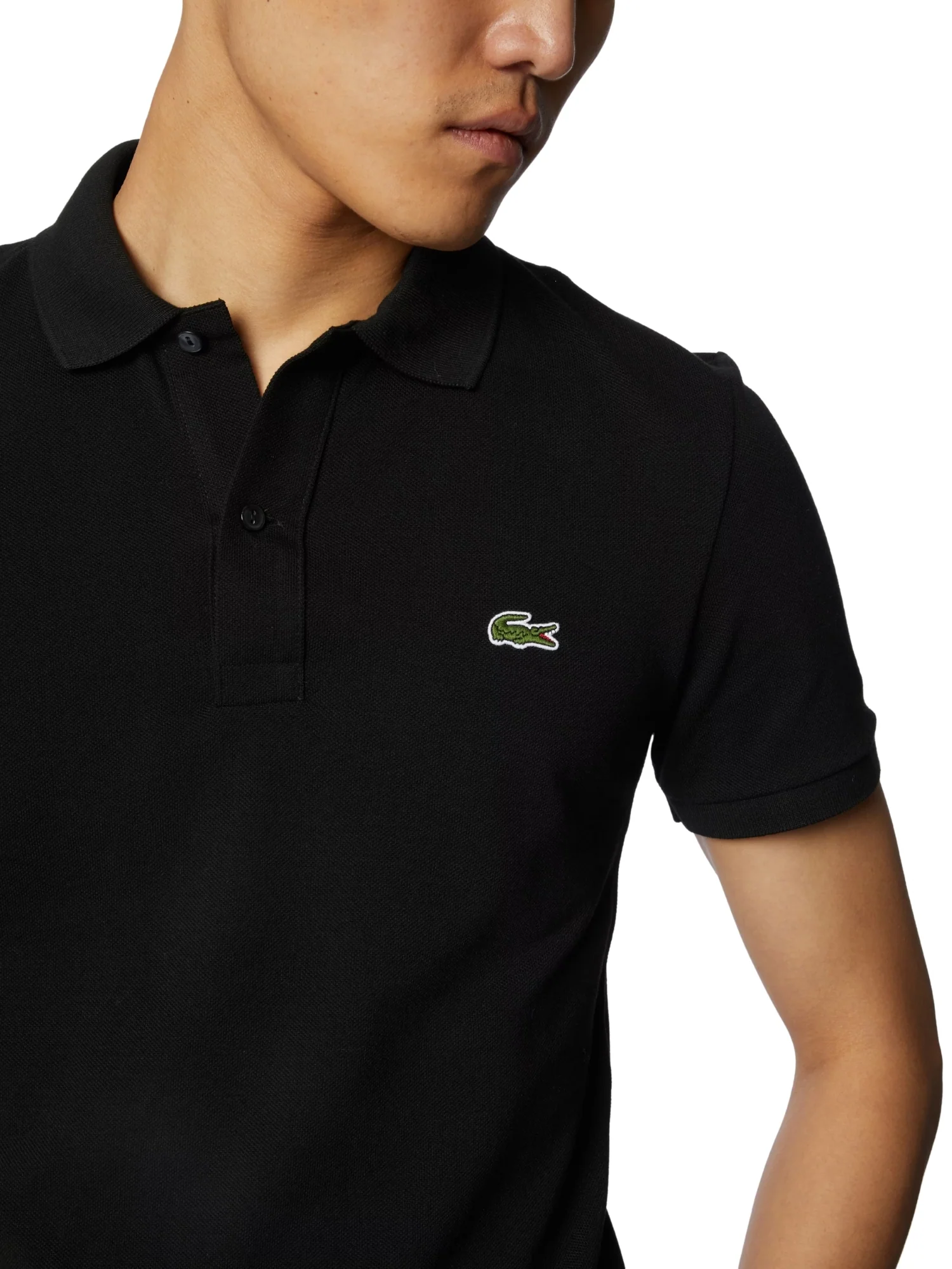 Polo Lacoste uomo con maniche corte modello slim piquet nero - Image 4