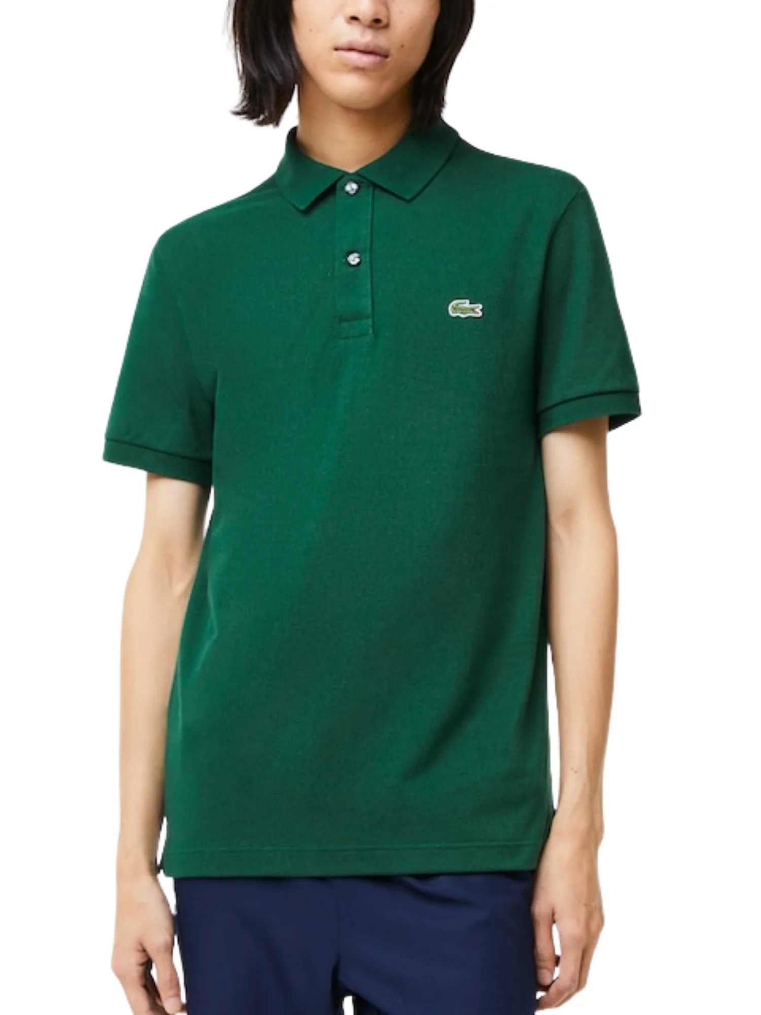 Polo Lacoste uomo con maniche corte modello slim piquet verde