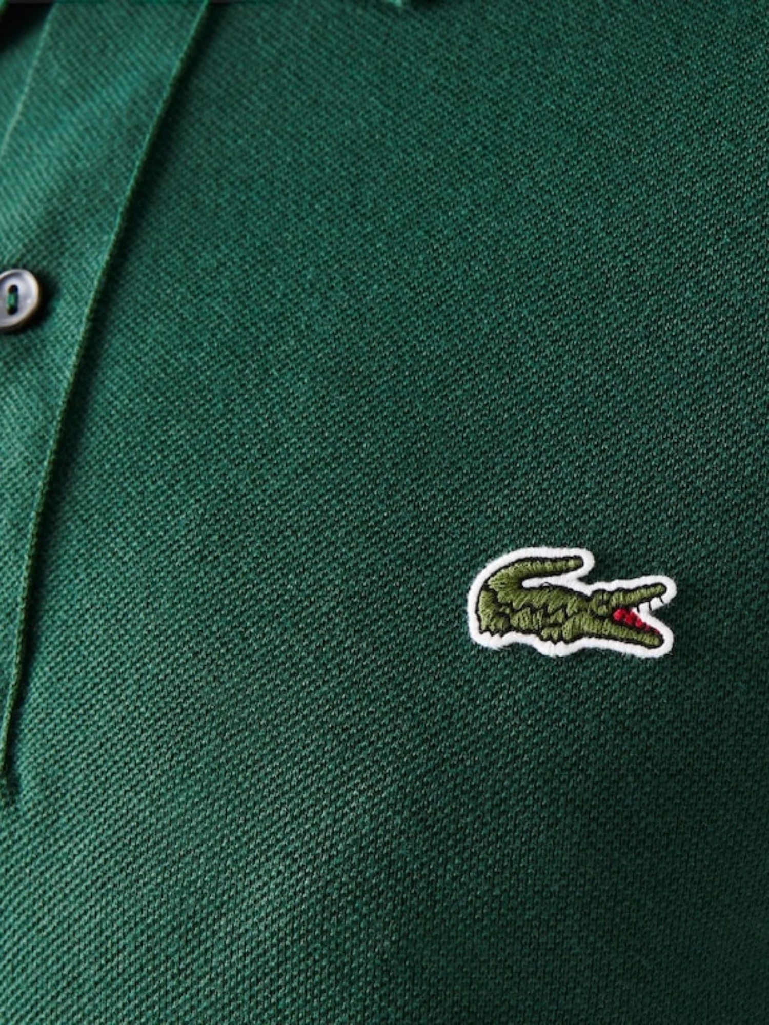 Polo Lacoste uomo con maniche corte modello slim piquet verde - Image 4