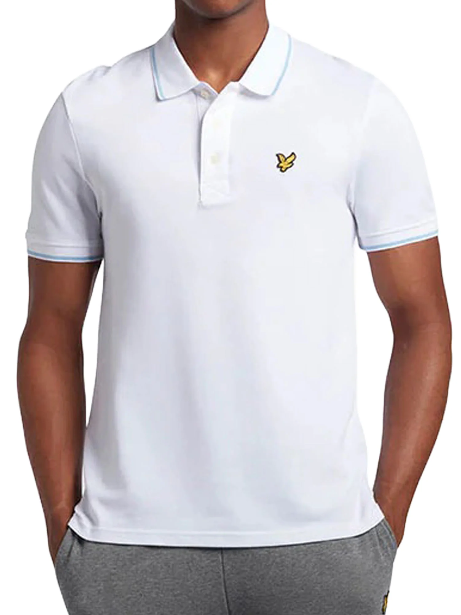 Polo manica corta tipped Lyle&Scott Uomo Bianco/Celeste