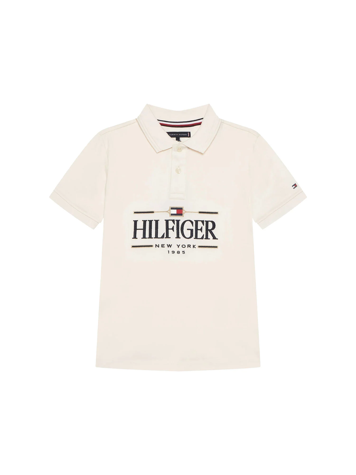 Polo Tommy Hilfigher Ragazzo icons interlock bianco antico