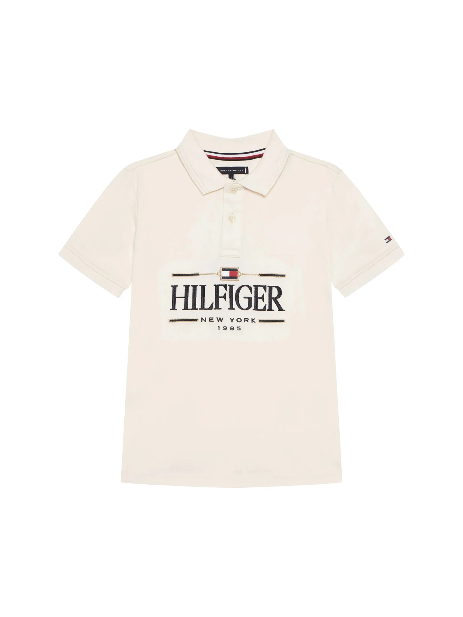 Polo Tommy Hilfigher Bambino icons interlock bianco antico