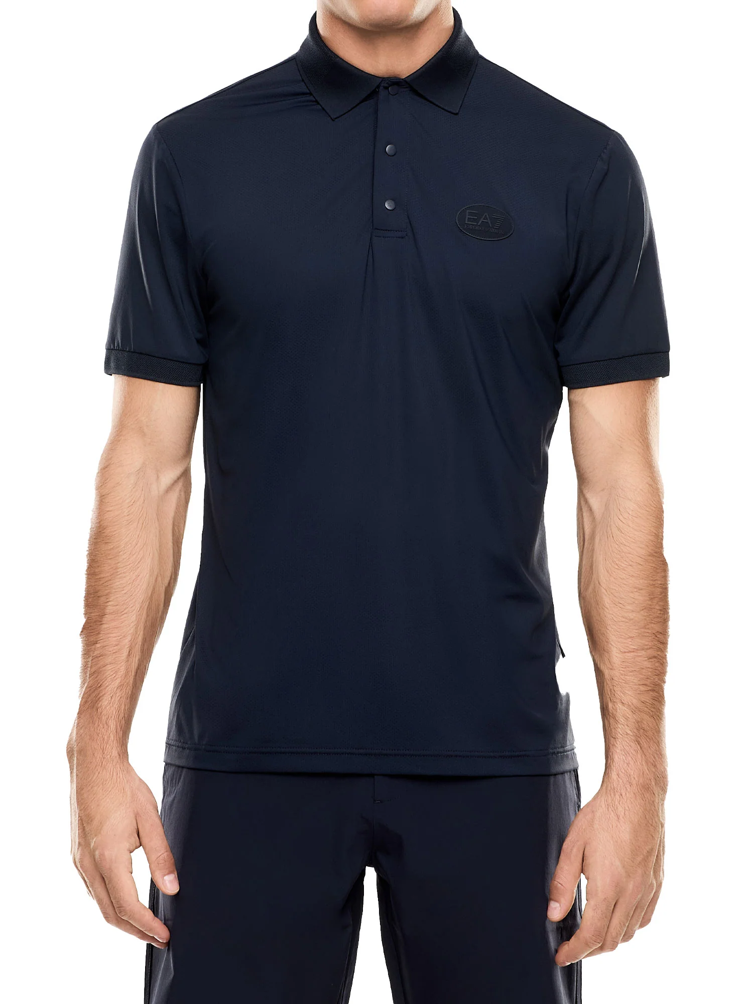 Polo EA7 uomo manica corta traforata blu