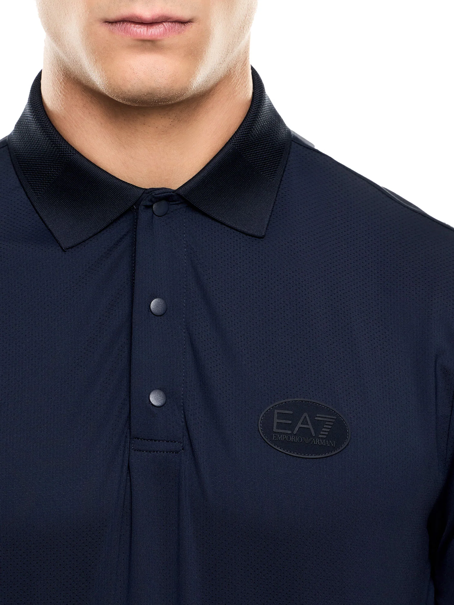 Polo EA7 uomo manica corta traforata blu - Image 3