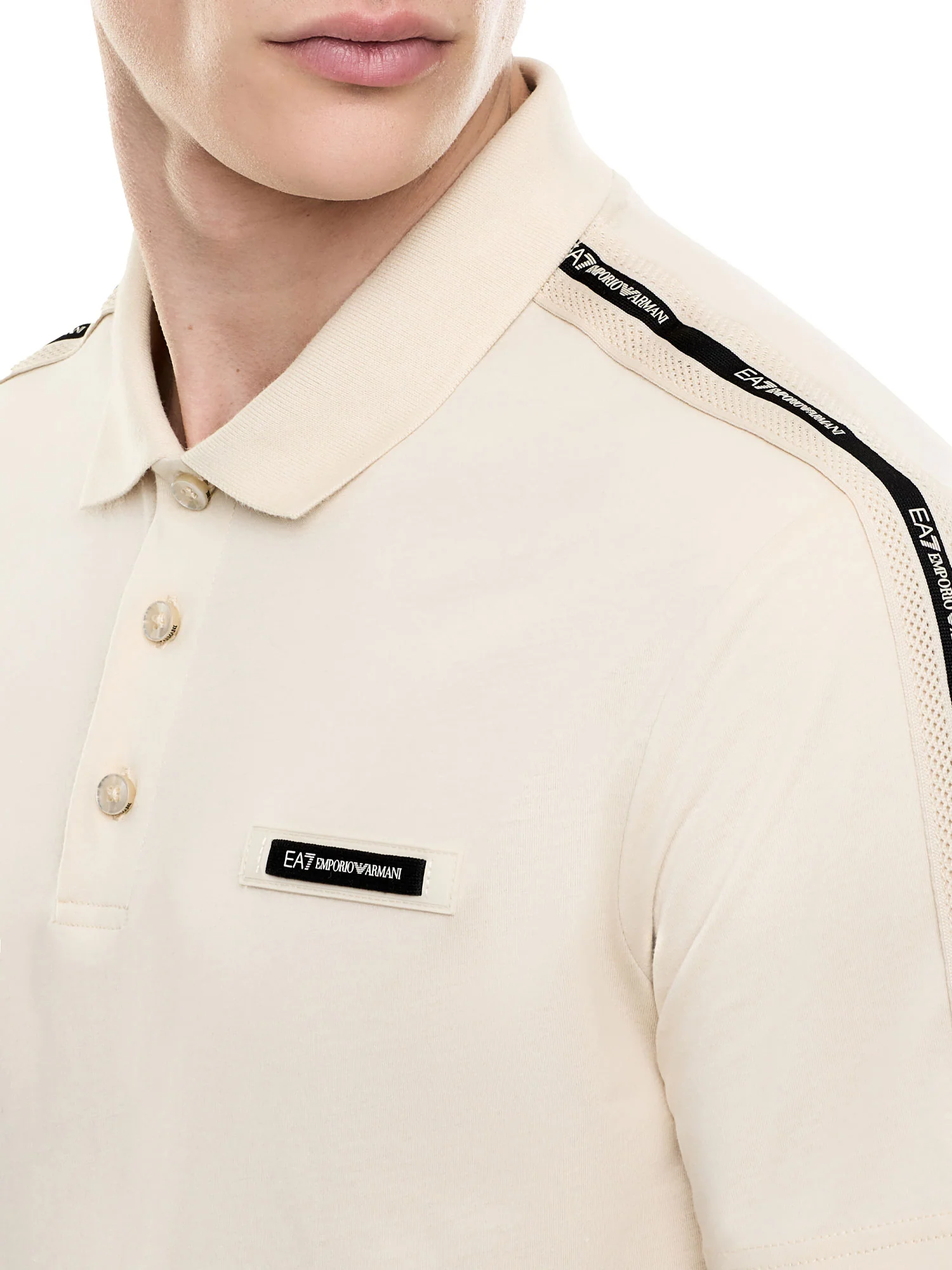 Polo EA7 uomo manica corta Train Logo beige - Image 3