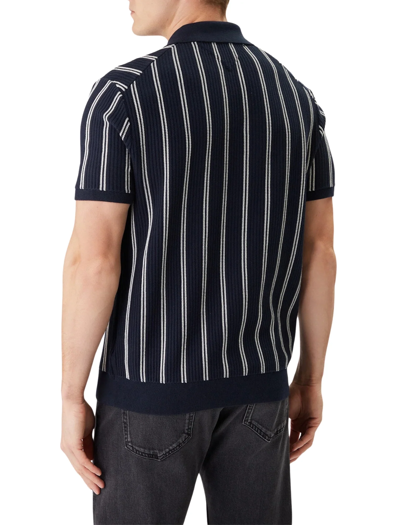 Maglia polo con maniche corte Tommy Hilfiger modello vertical stripe knitted blu - Image 3