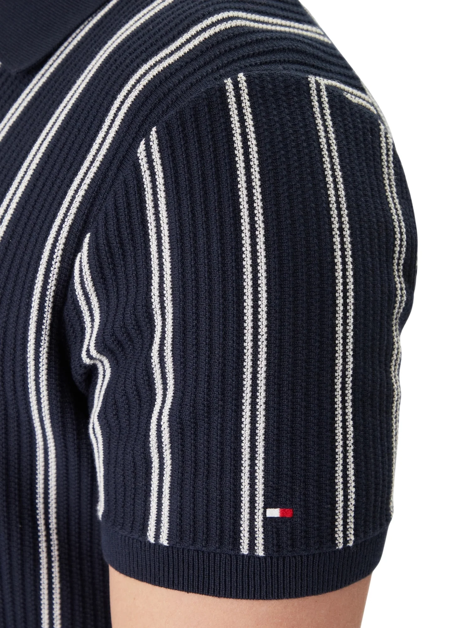 Maglia polo con maniche corte Tommy Hilfiger modello vertical stripe knitted blu - Image 4