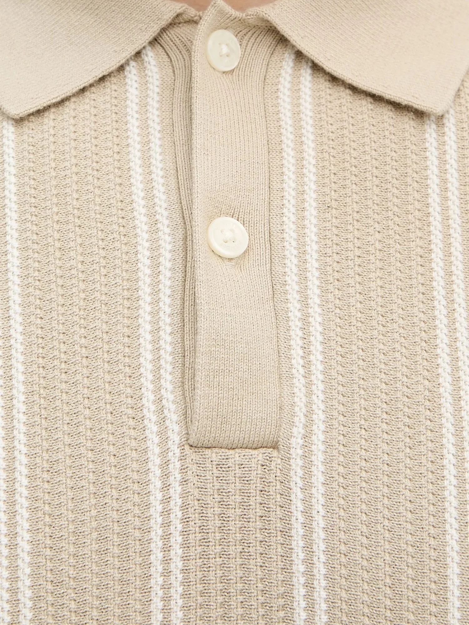 Maglia polo con maniche corte Tommy Hilfiger modello vertical stripe knitted sabbia - Image 3