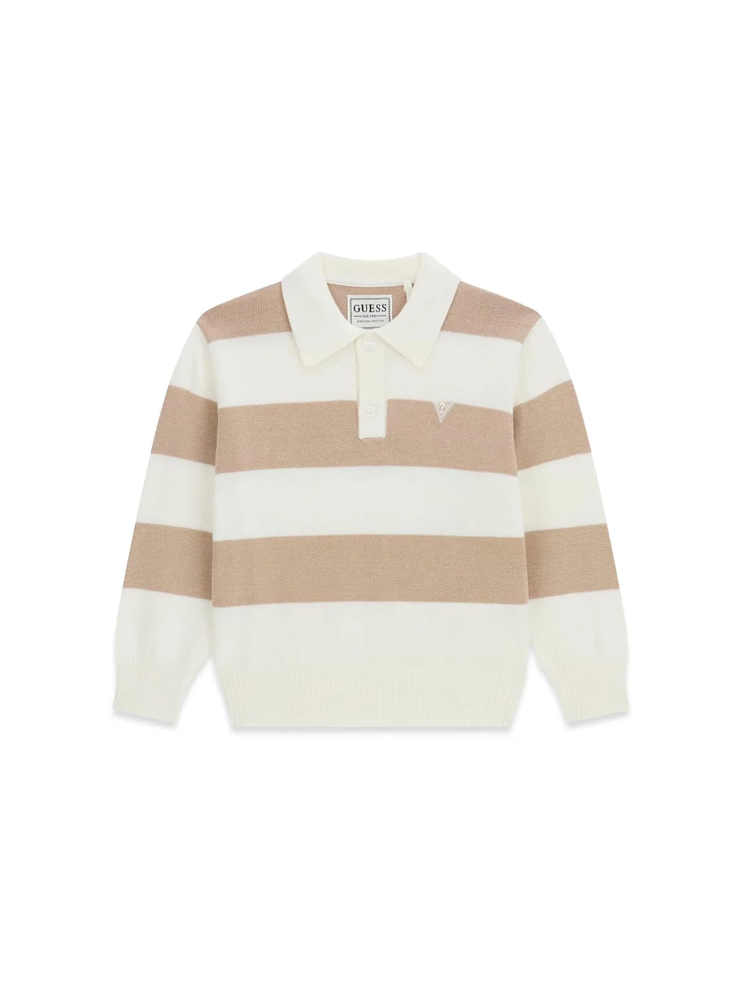 Polo Guess Neonato knit patch logo beige/bianco