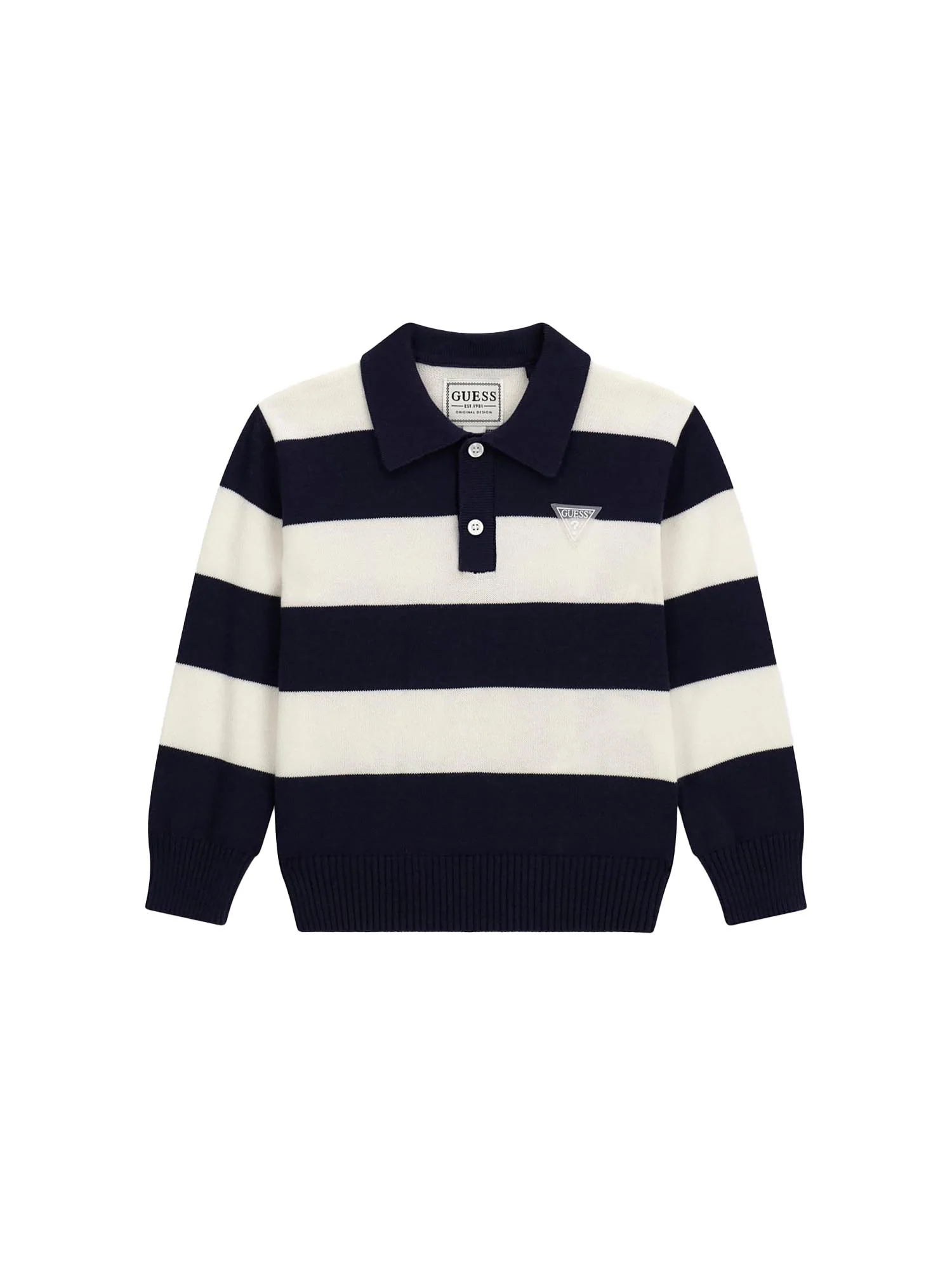 Polo Guess Neonato knit patch logo blu/bianco
