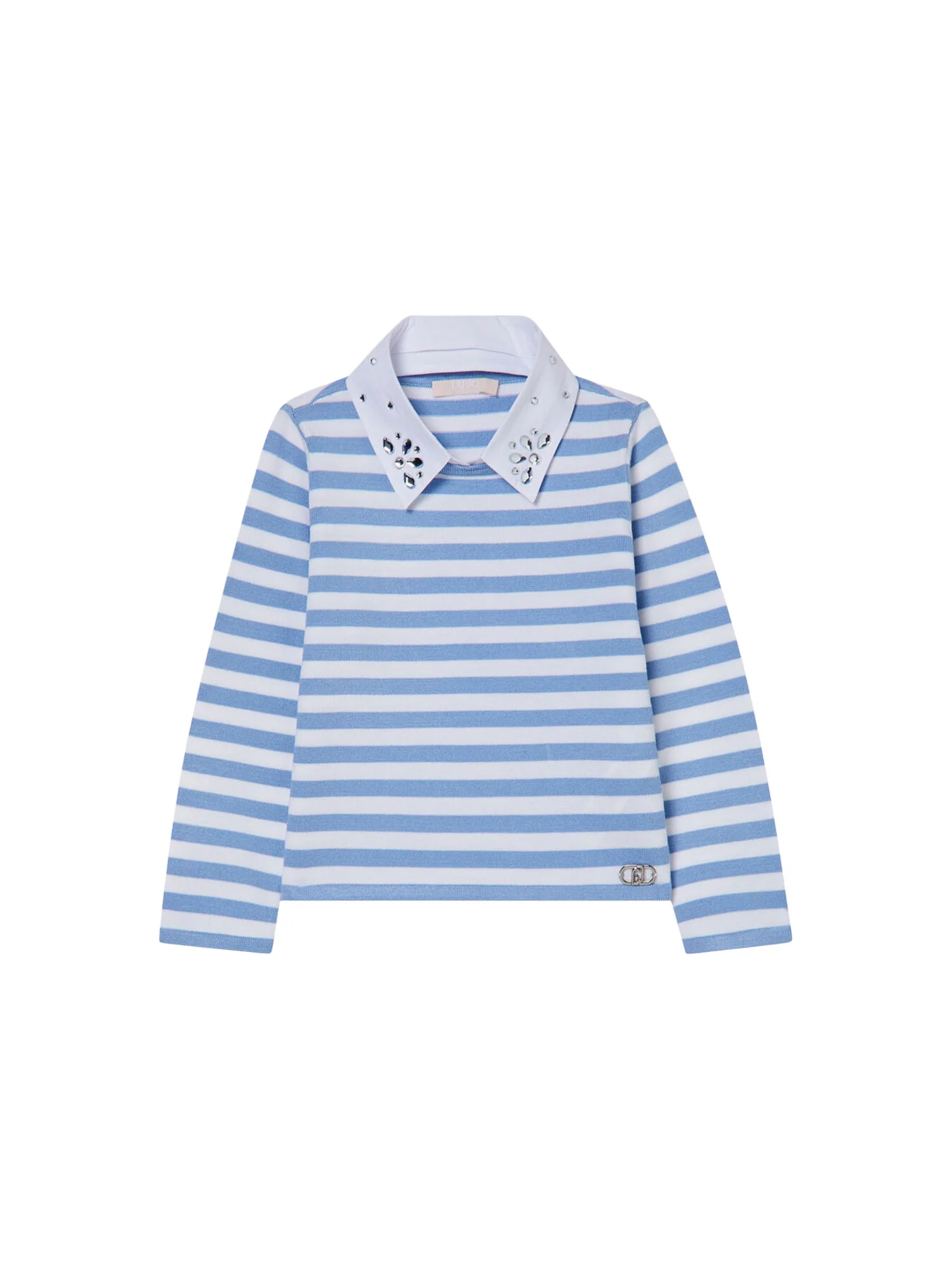 Polo Liu Jo Bambina manica corta stripe gioiello
 Celeste/Bianco