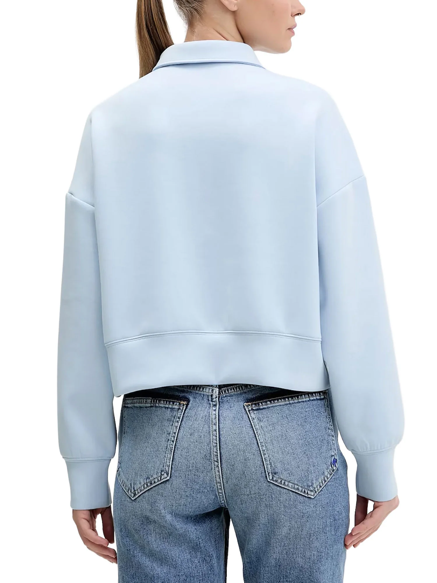 Polo Guess donna manica lunga Sweat Scuba celeste - Image 2
