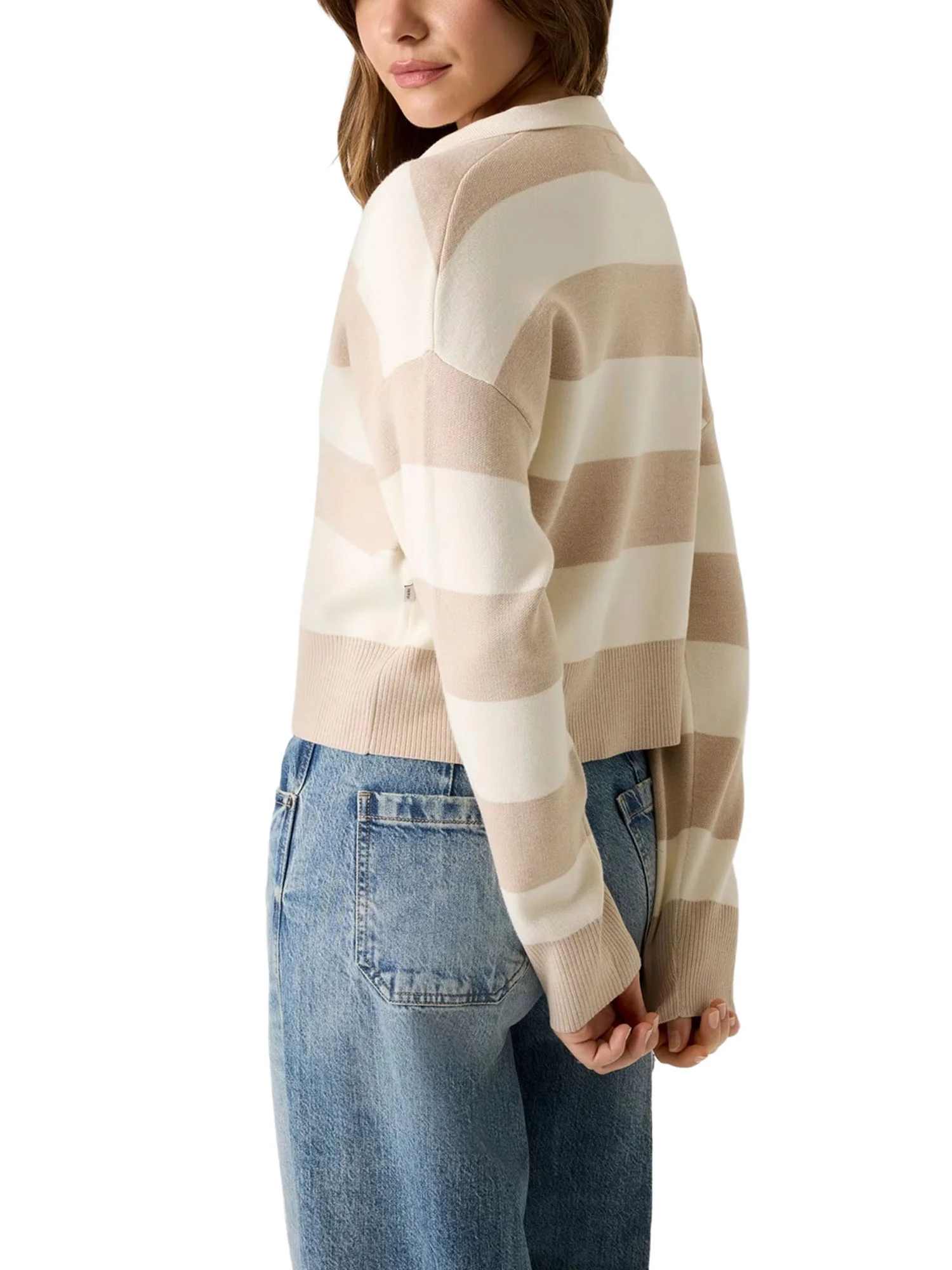 Polo Guess donna manica lunga SWTR Striped beige multi - Image 2