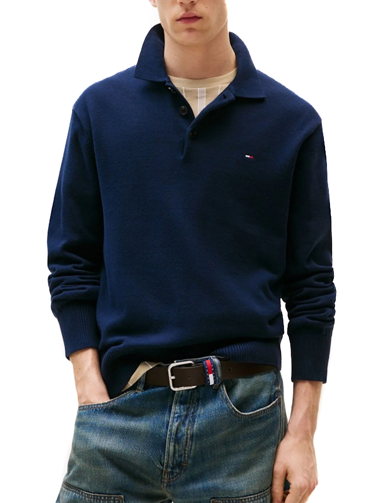 Polo maniche lunghe essential blu