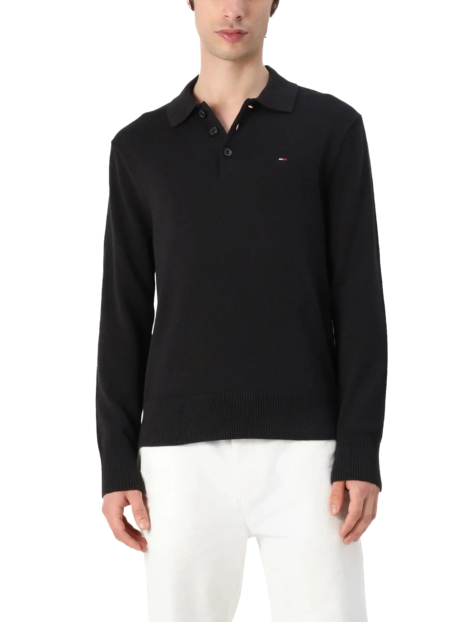 Polo maniche lunghe essential nero