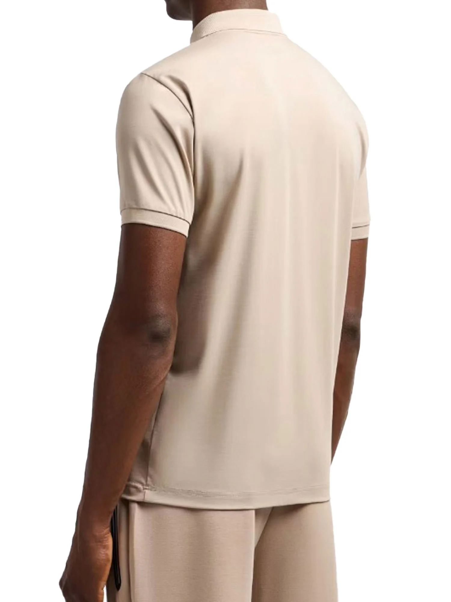 Polo EA7 uomo con zip manica corta jersey beige - Image 2