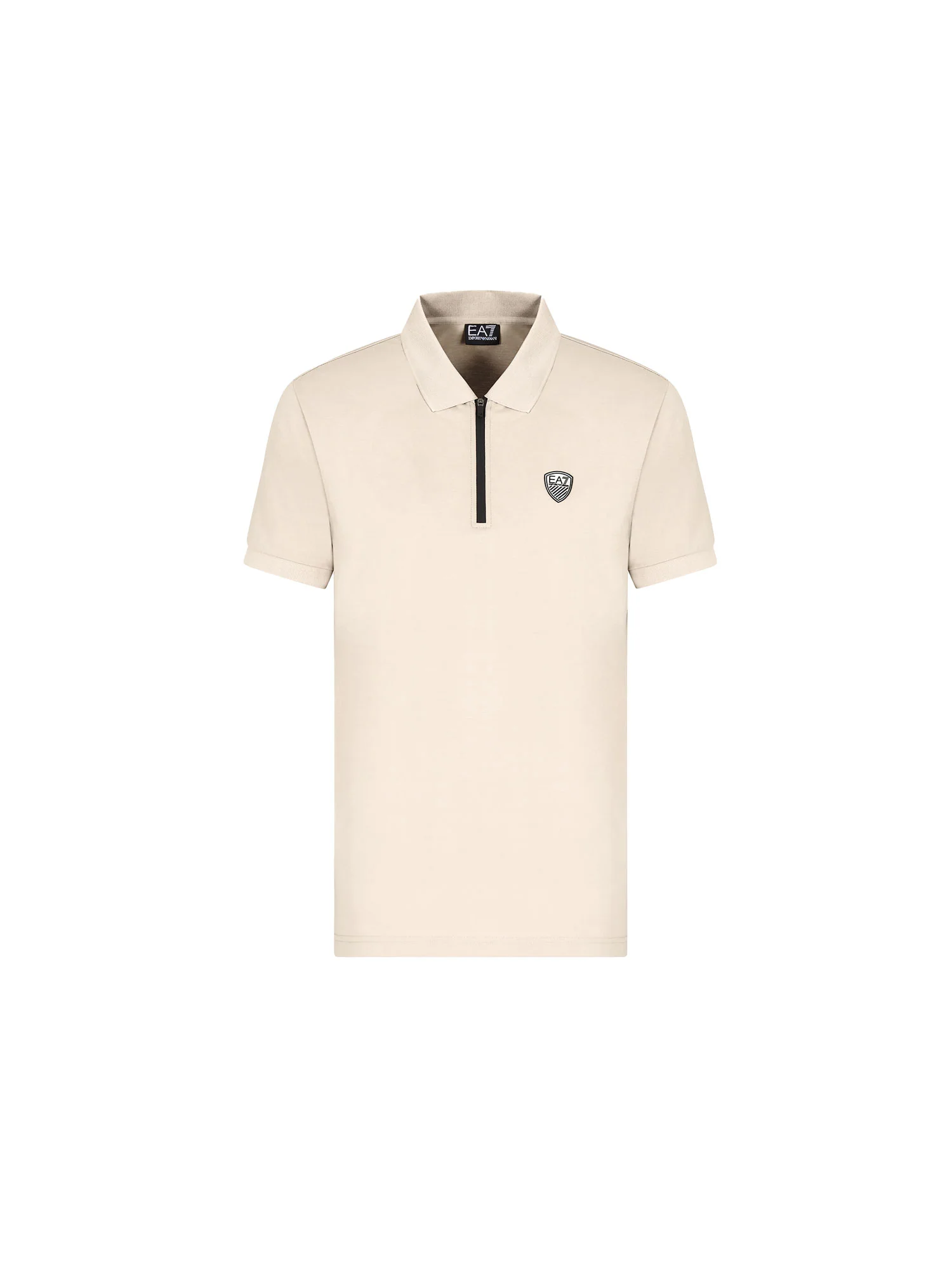 Polo con zip in jersey beige - Image 4