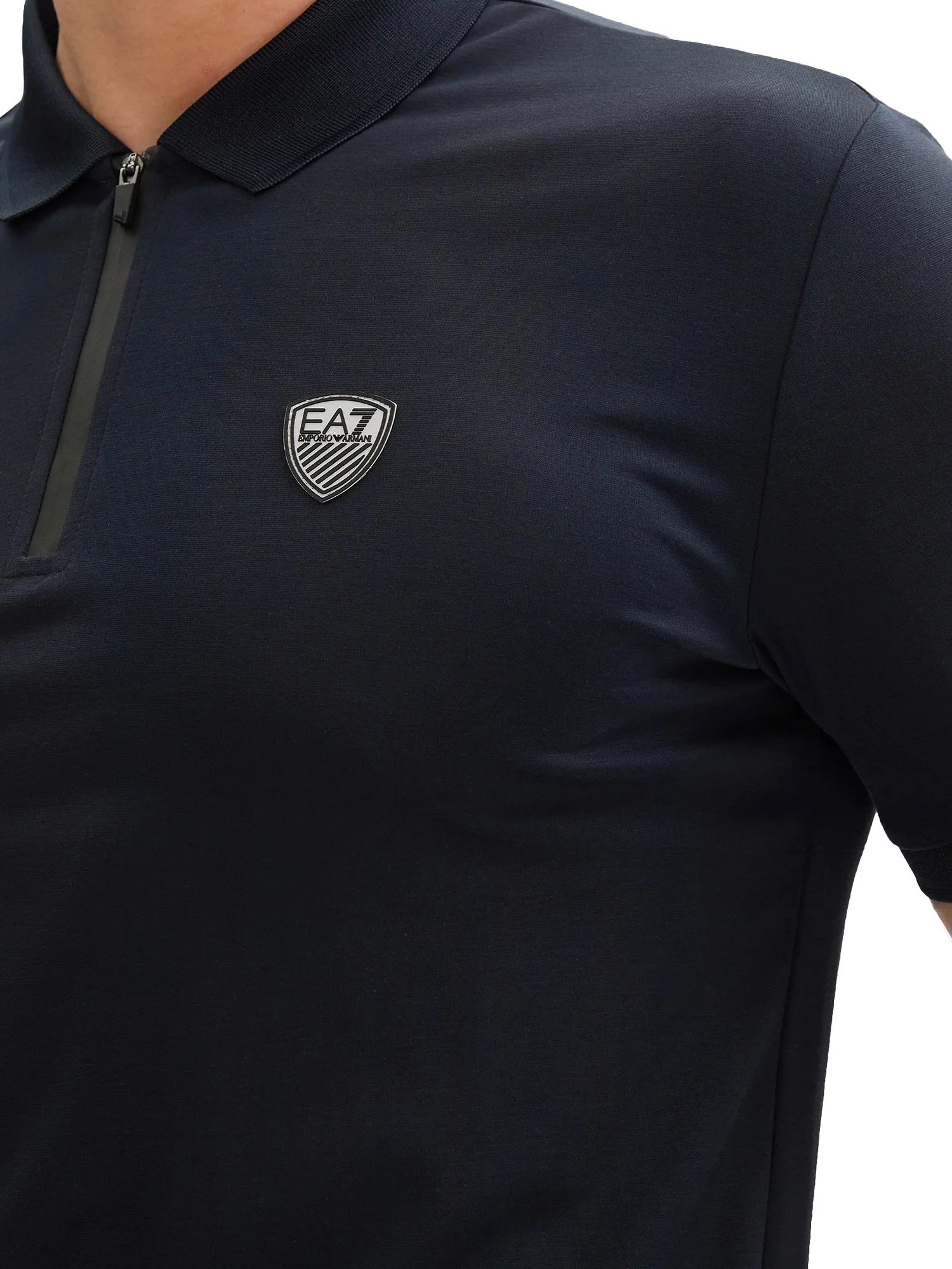Polo EA7 uomo con zip manica corta jersey blu - Image 3