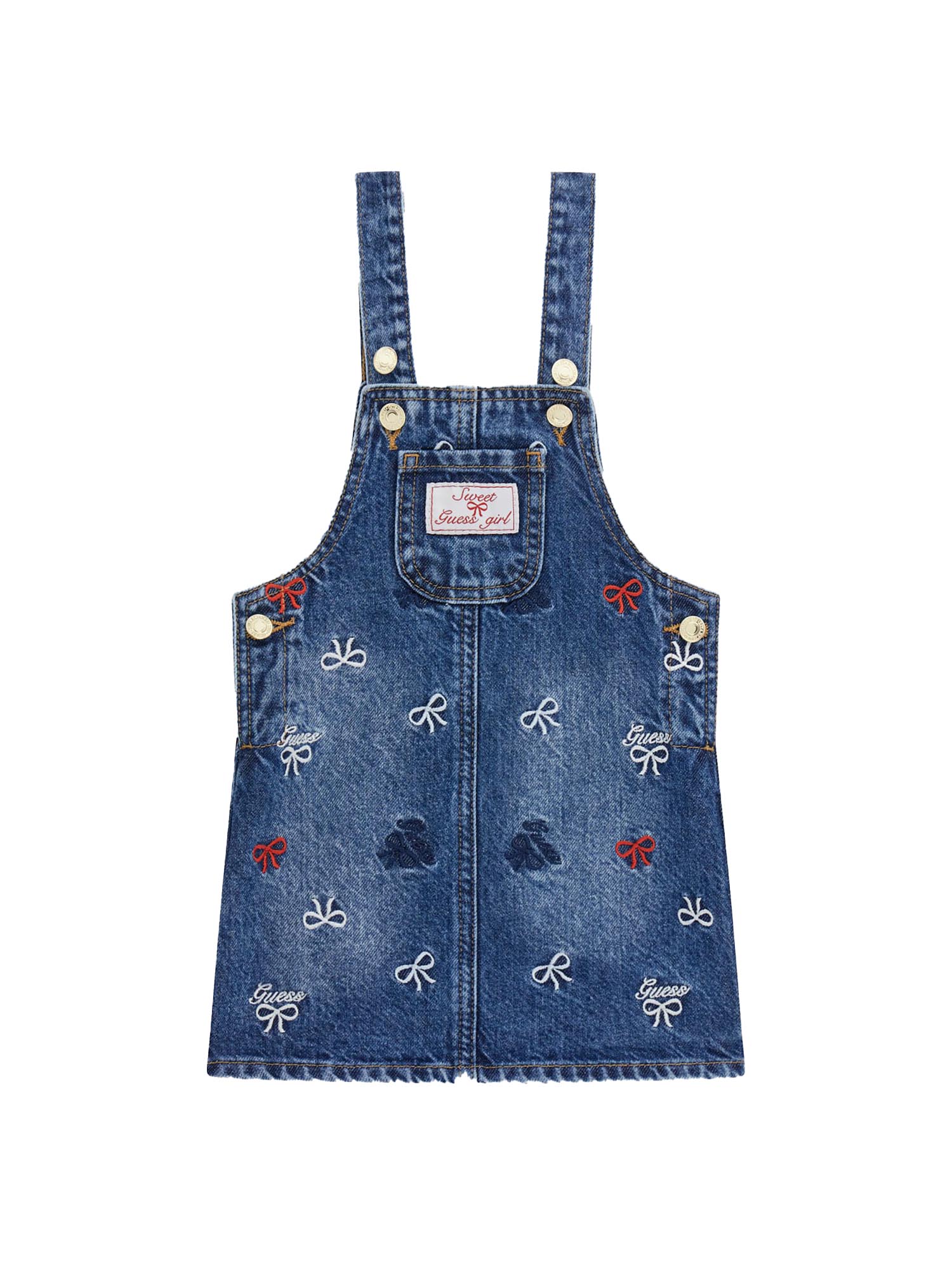 Salopette Guess Bambina in jeans con ricamo denim medio