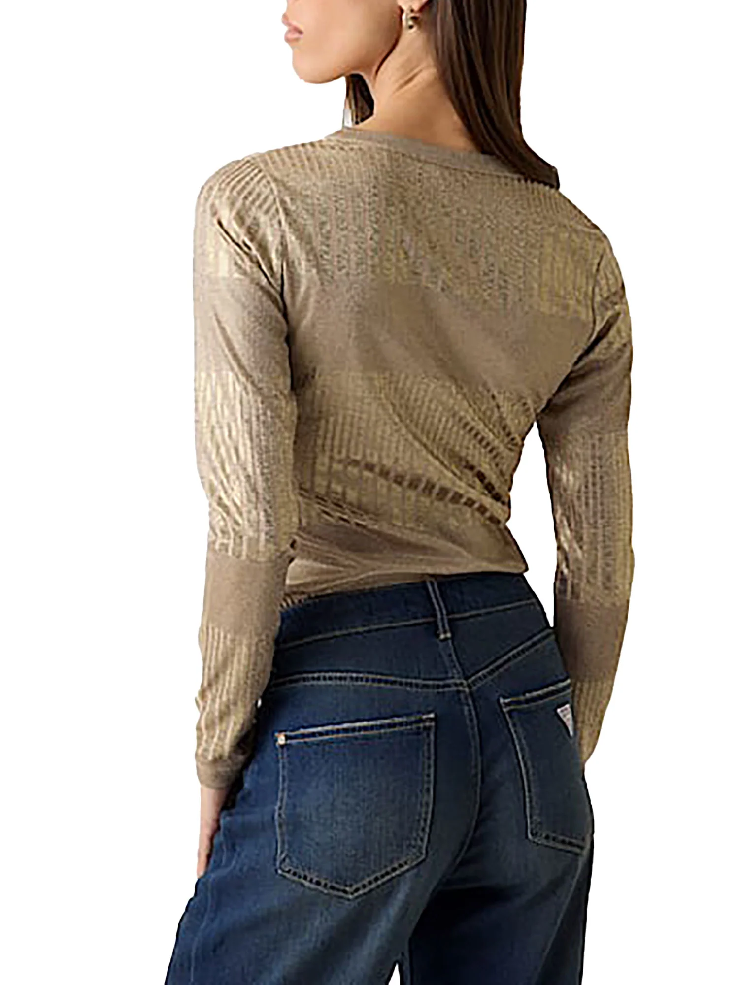 Maglia serafino Guess Donna marilena taupe gold - Image 2