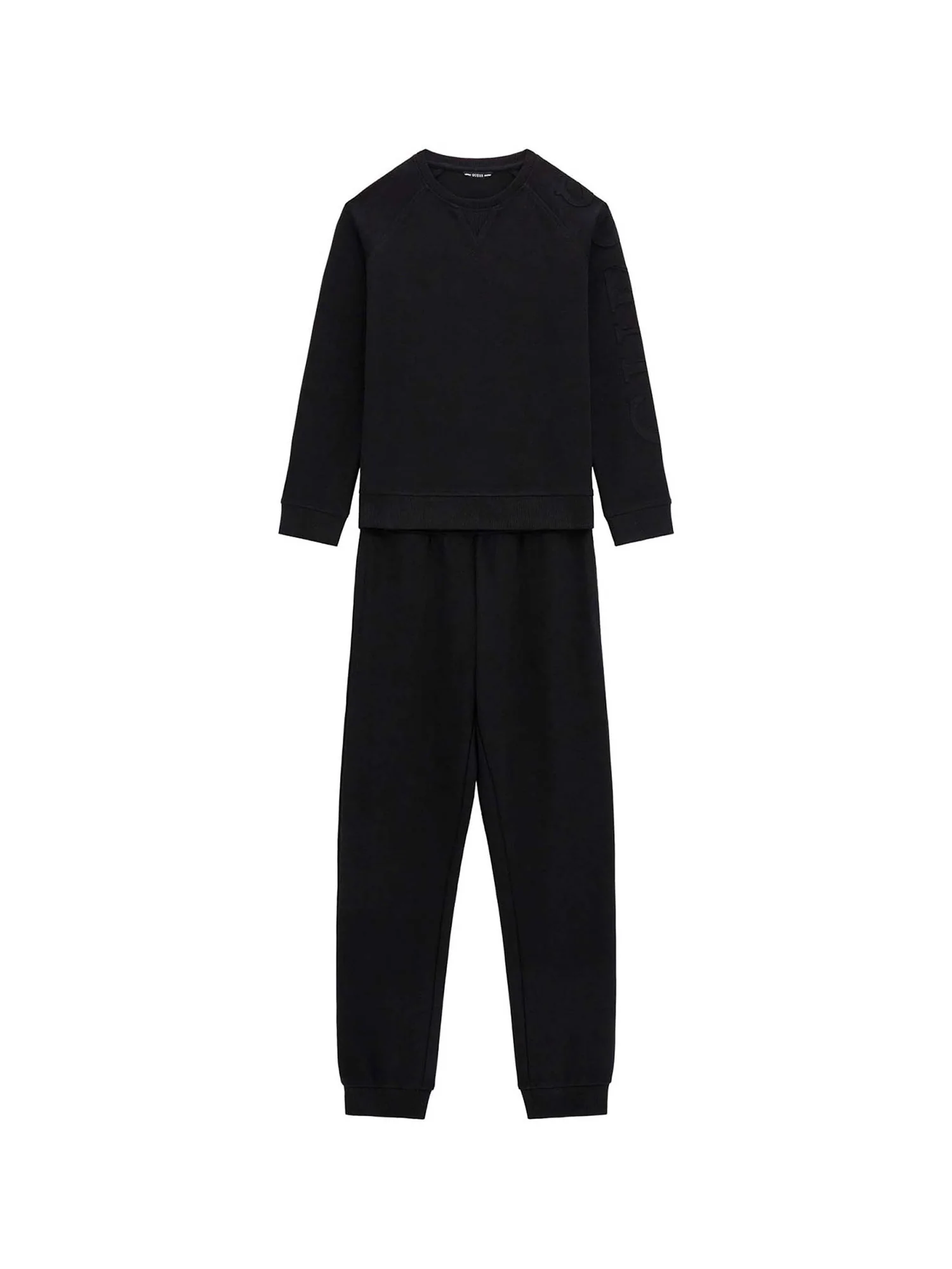 Set tuta active felpa girocollo e jogger con logo texturizzato nero