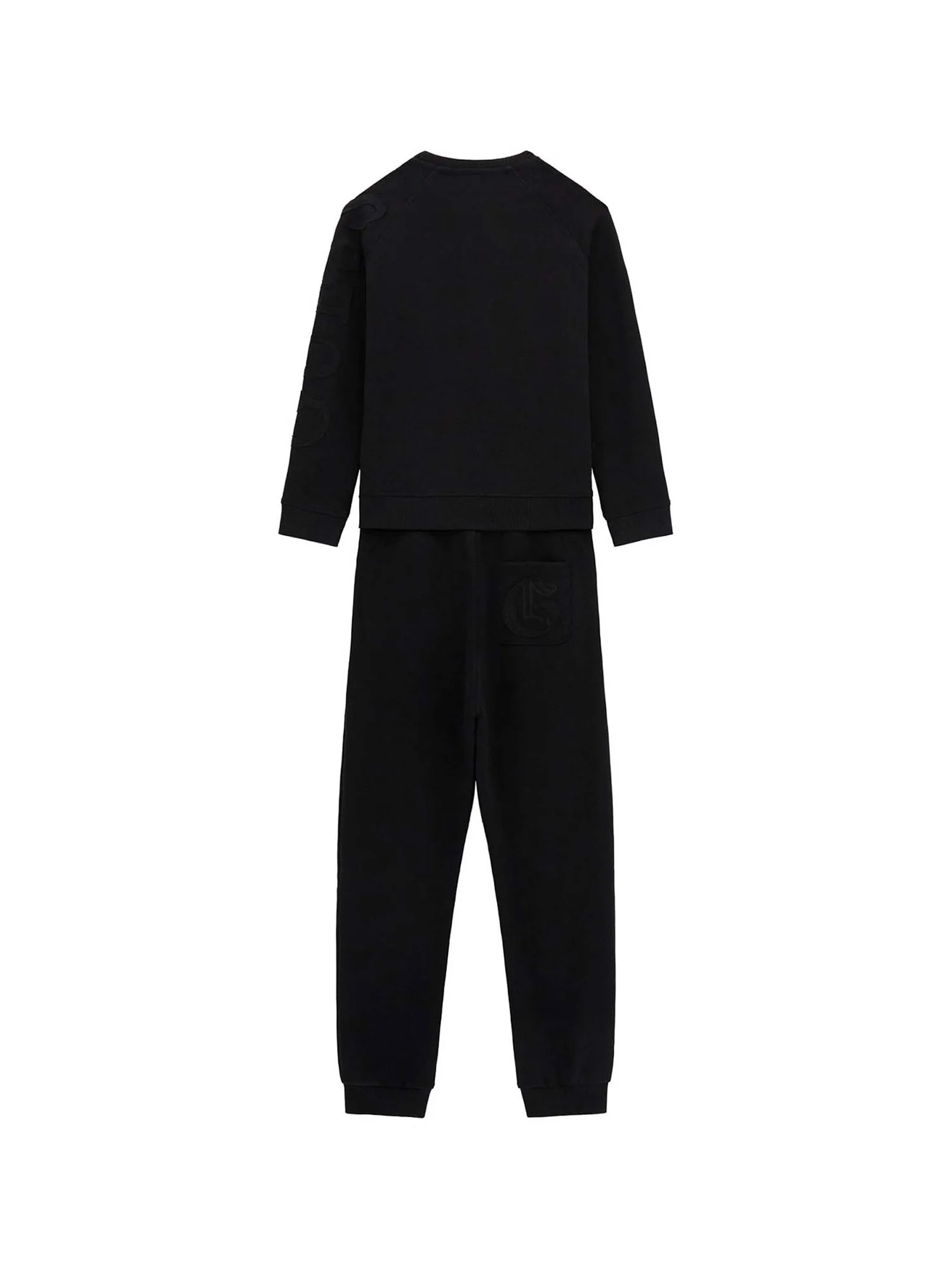 Set tuta active felpa girocollo e jogger con logo texturizzato nero - Image 2