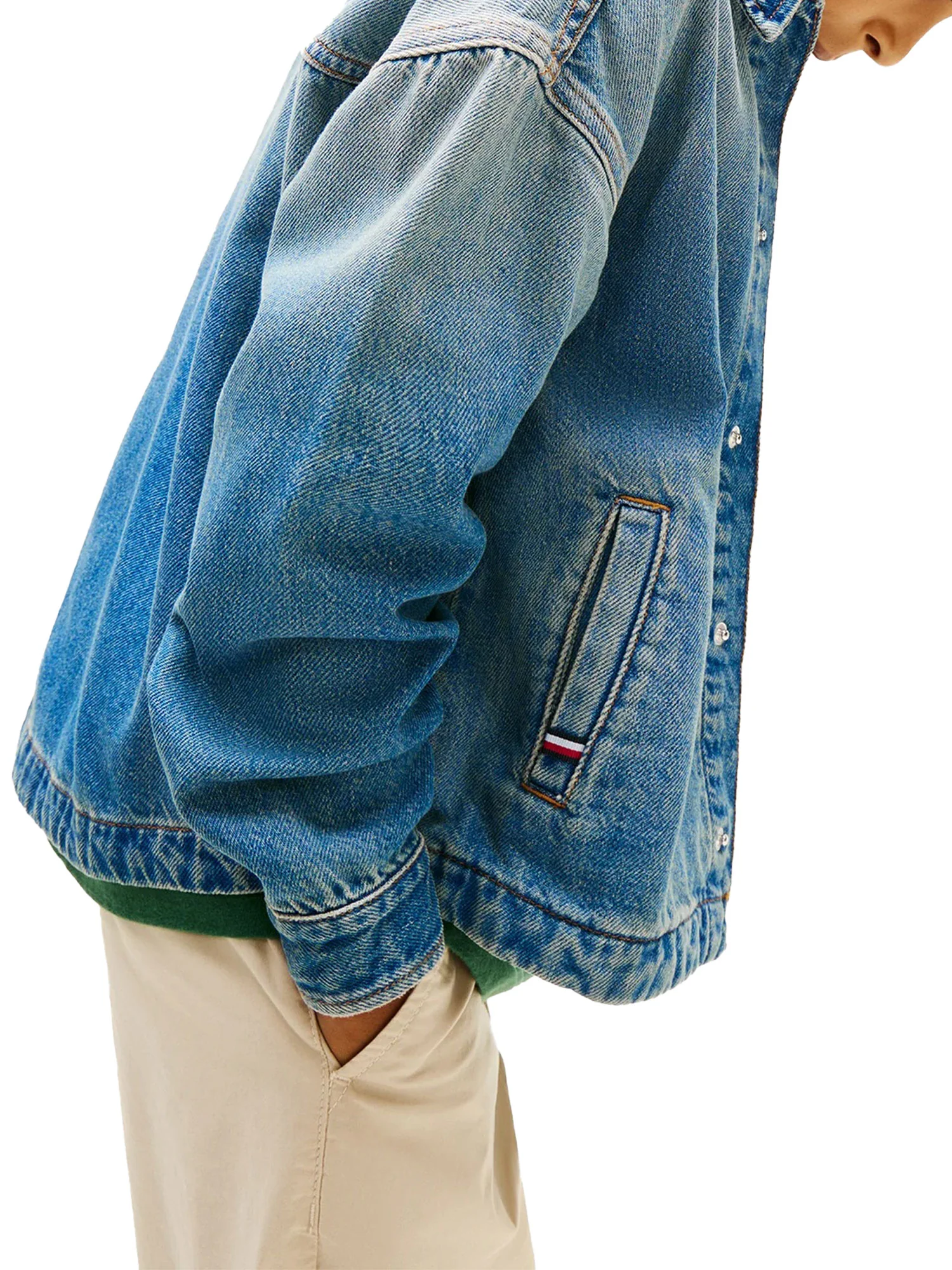 Giubbino Tommy Hilfigher Bambino leggero in jeans denim vintage - Image 4