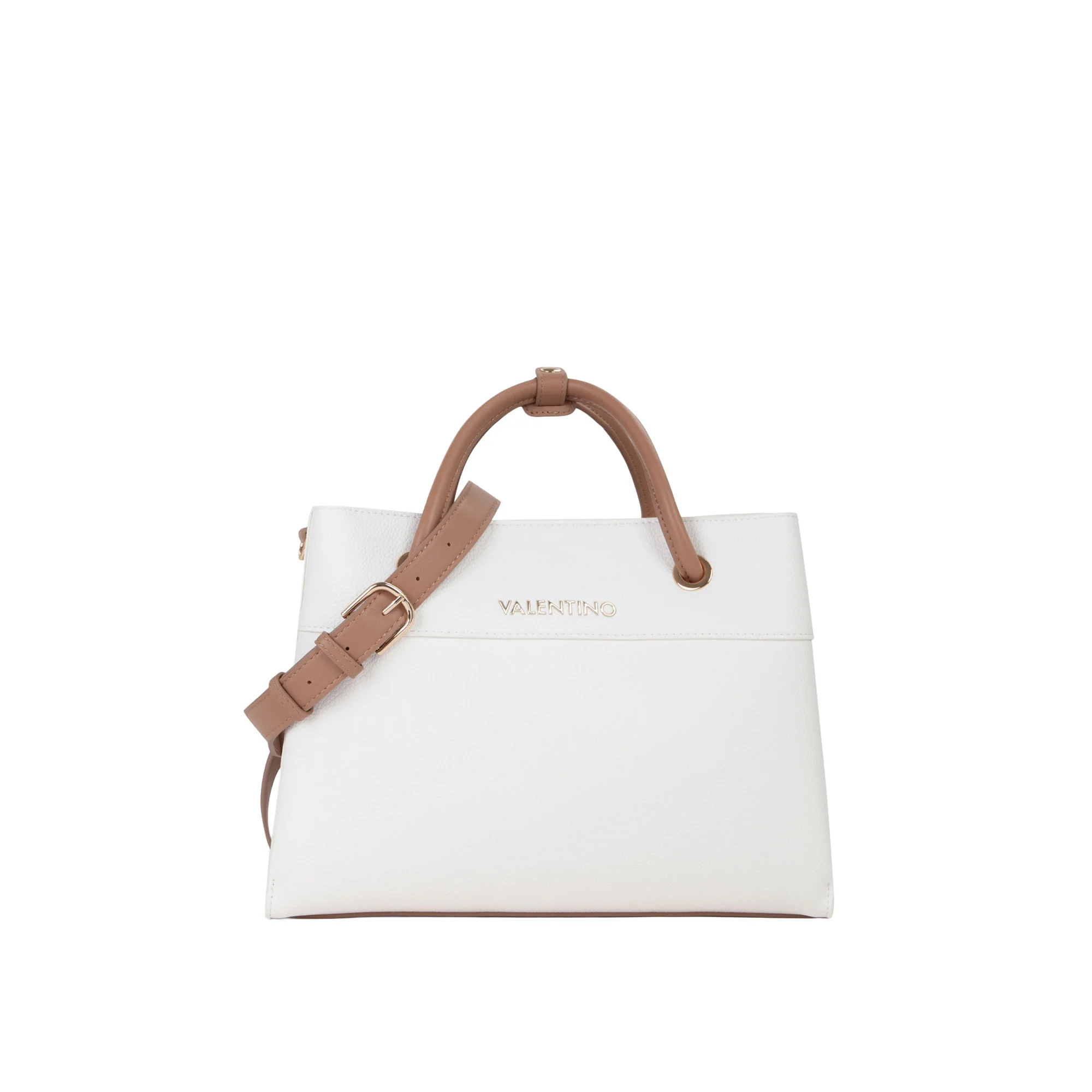 Borsa shopper Valentino donna Alexia bianco/cuoio