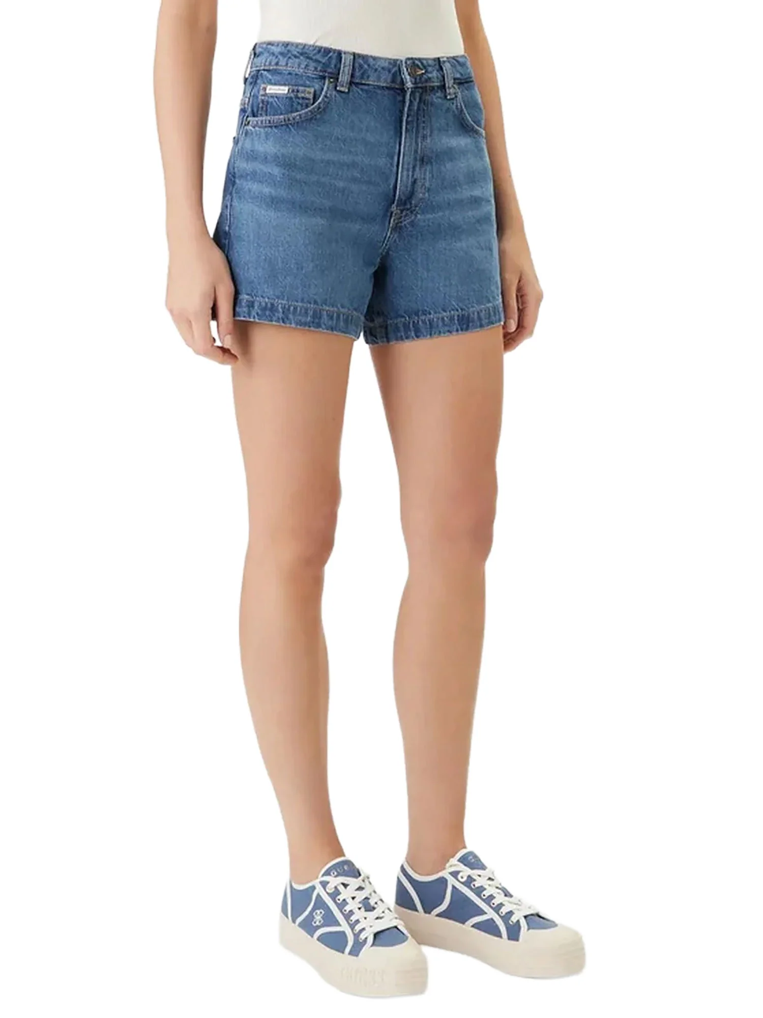 Short Guess donna Highwaist mom denim medio