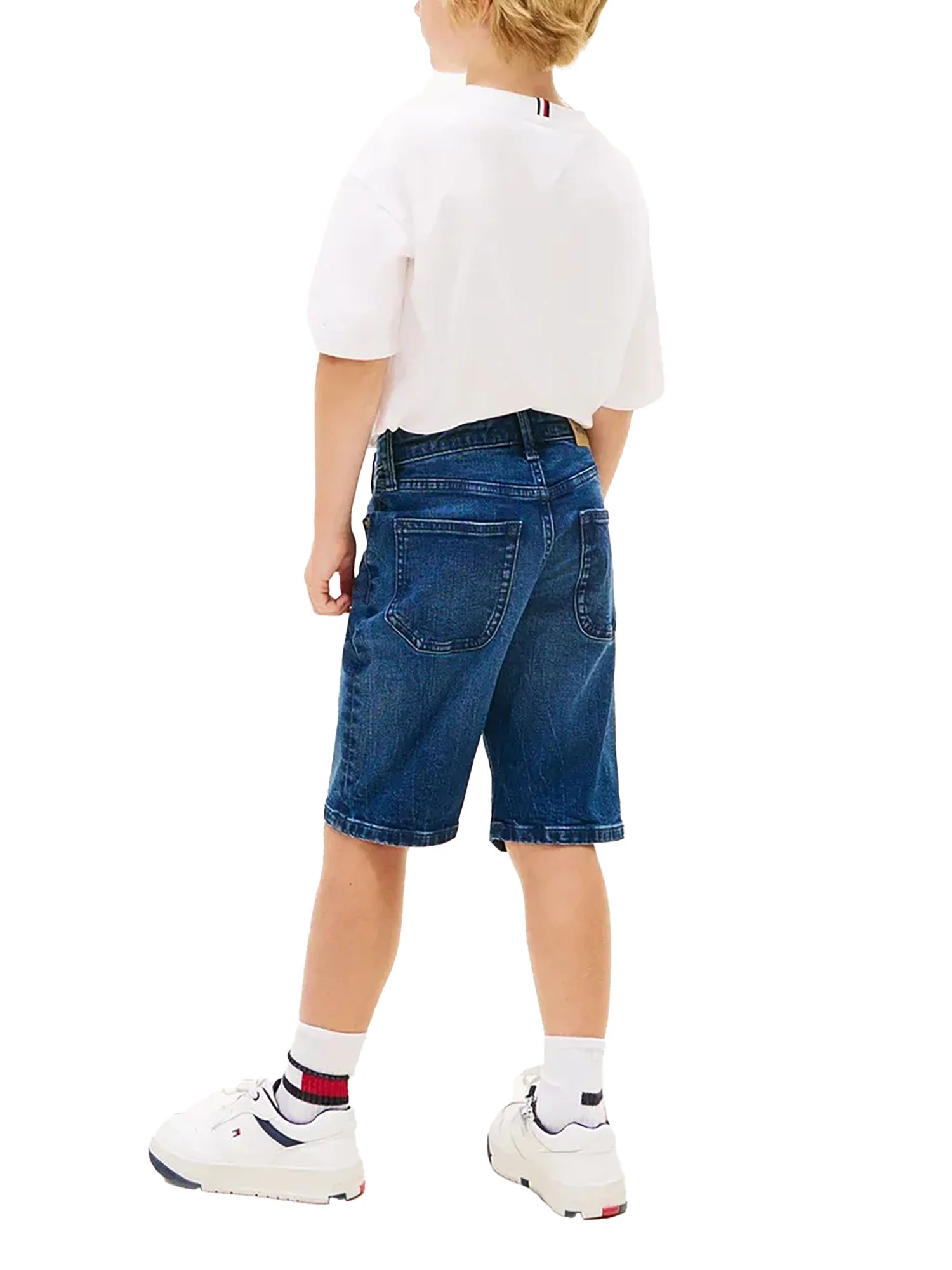 Shorts Tommy Hilfigher Ragazzo in jeans straight denim scuro - Image 3