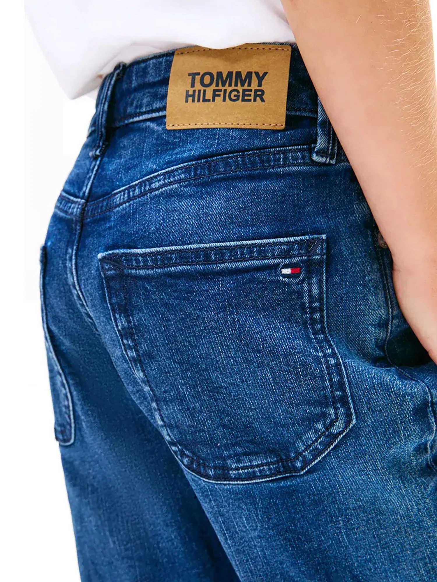 Shorts Tommy Hilfigher Ragazzo in jeans straight denim scuro - Image 4