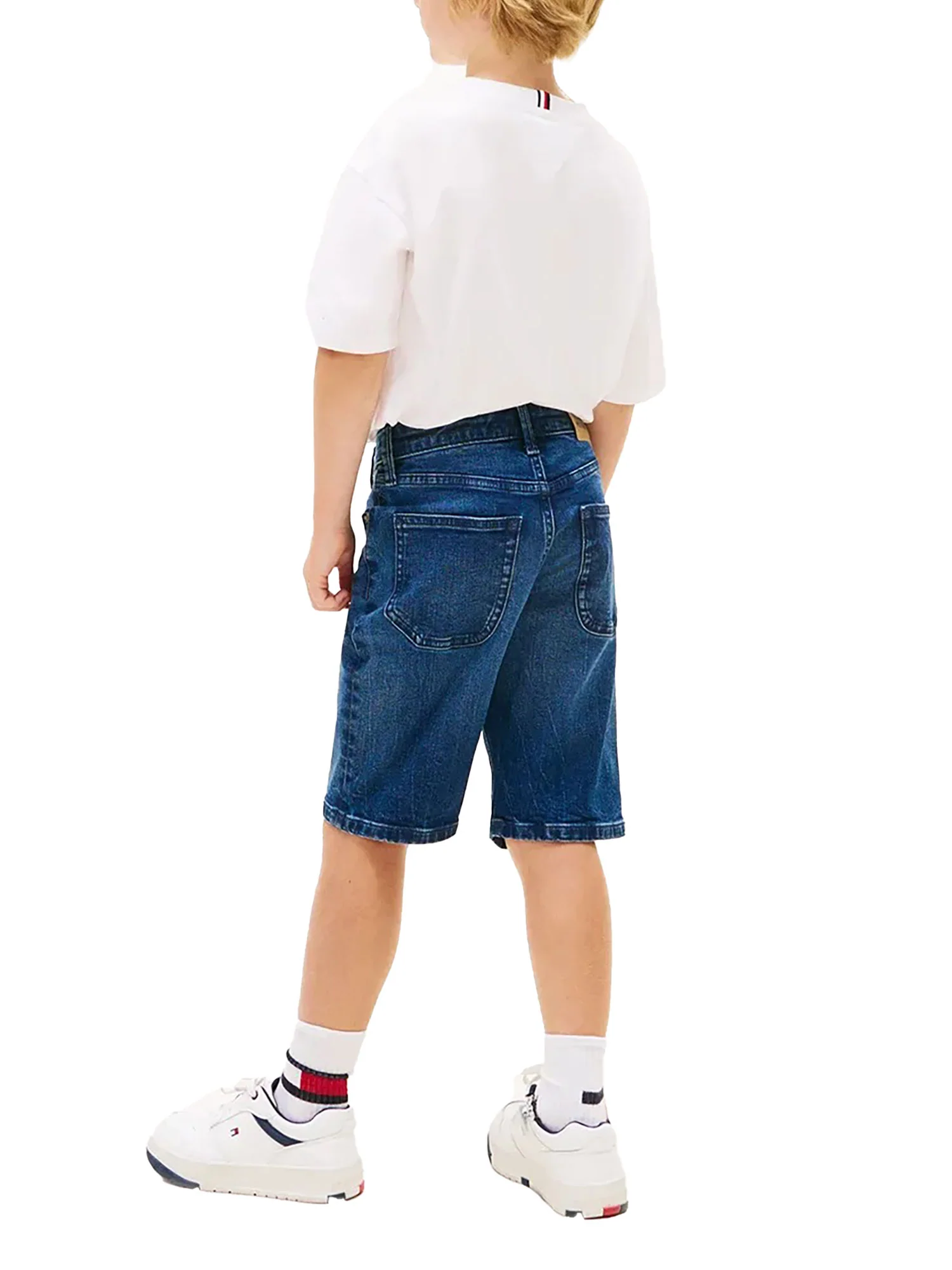 Shorts Tommy Hilfigher Bambino in jeans straight denim scuro - Image 3