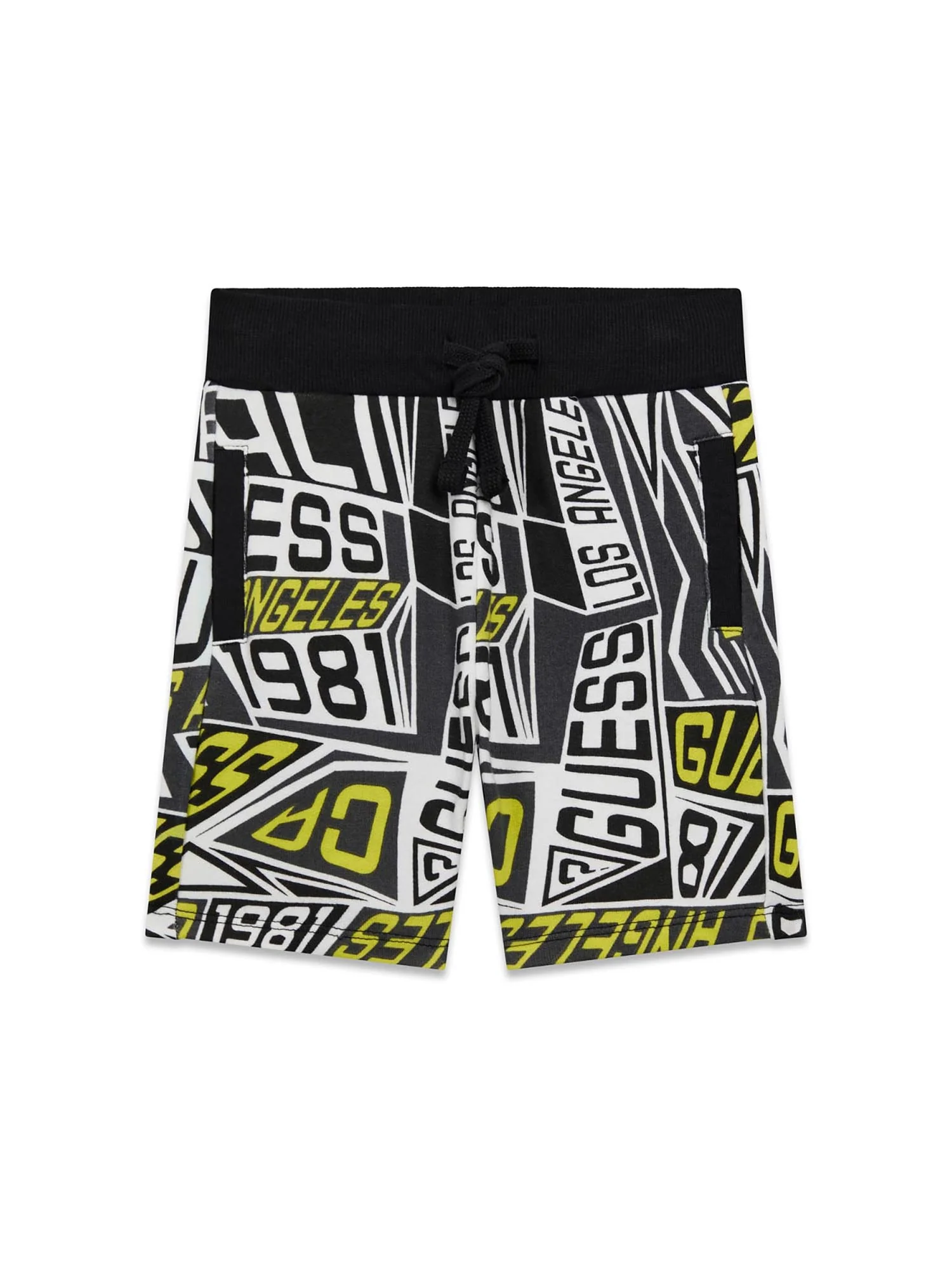 Shorts Guess Bambino stampa logo allover nero multi