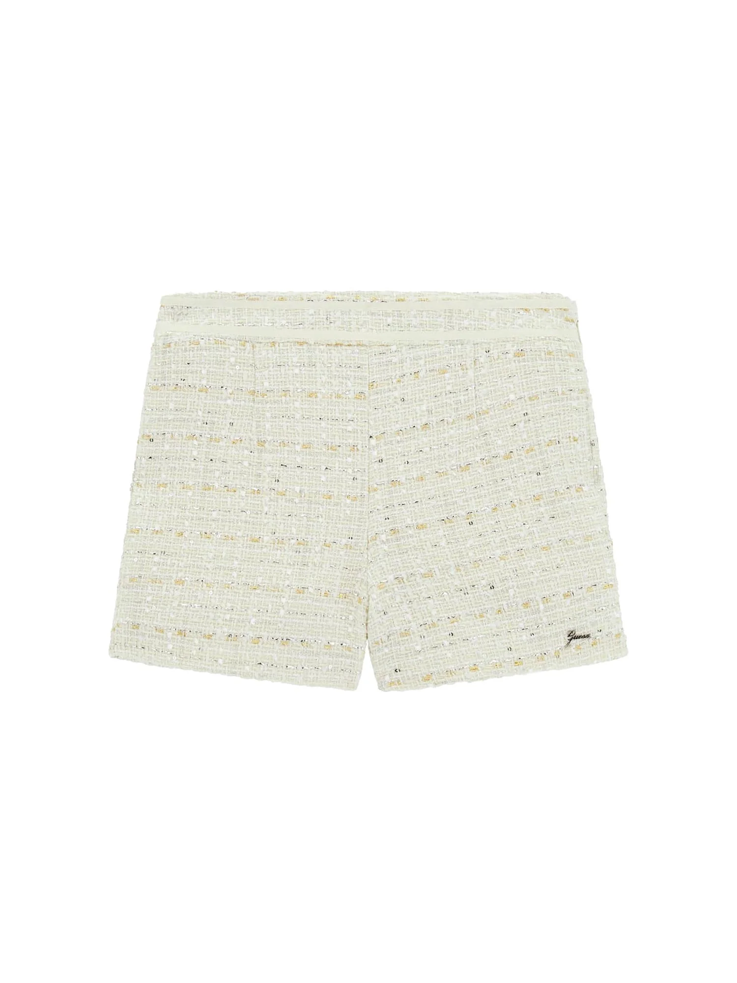Shorts Guess Ragazza in tweed lurex sabbia