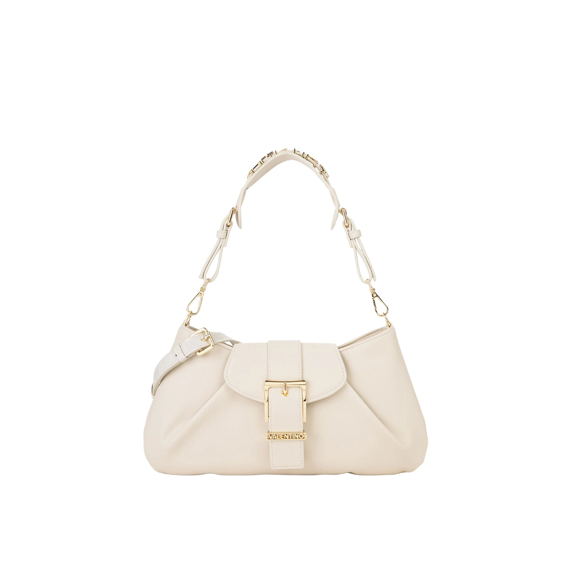 Borsa a spalla Valentino donna cassandra ecrù