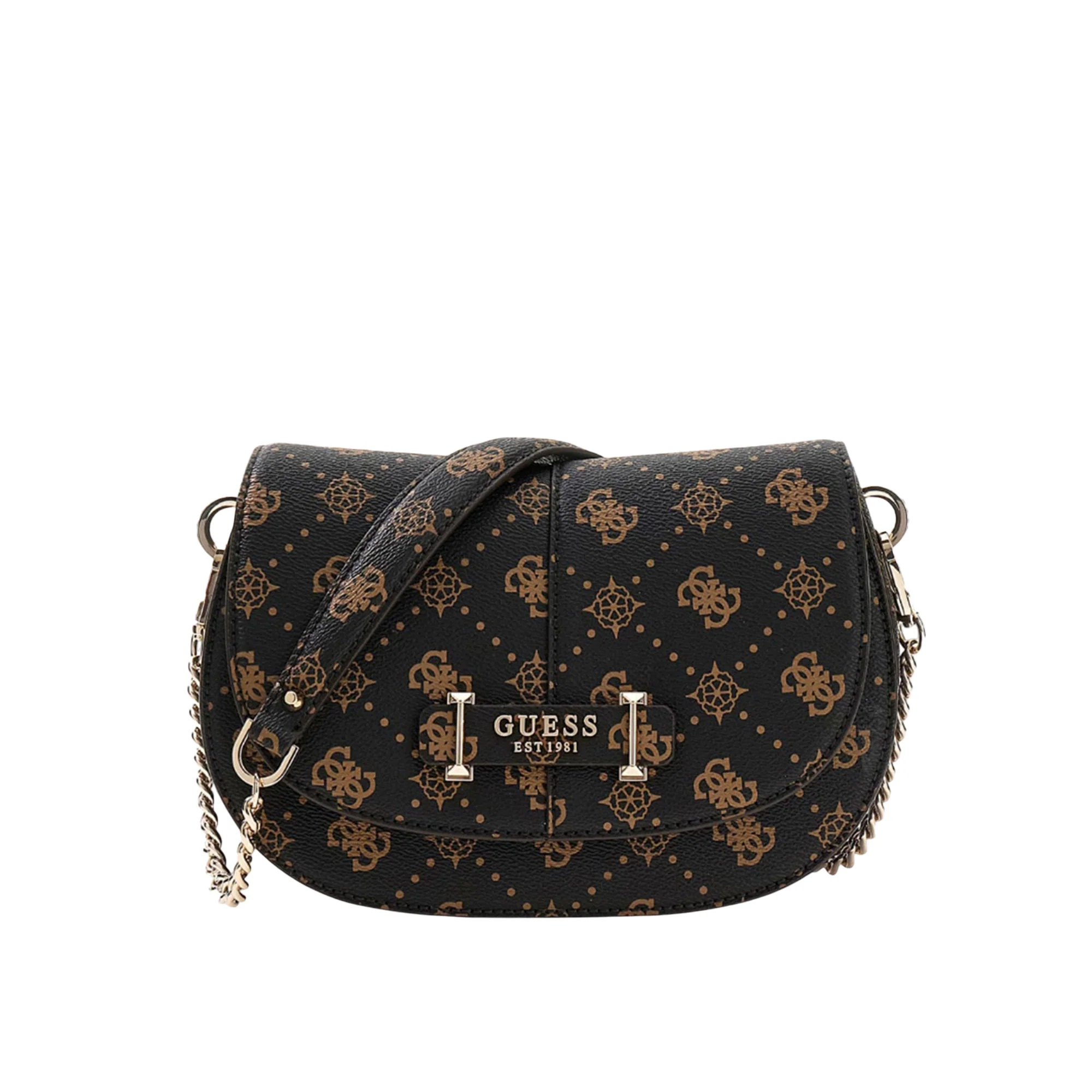 Borsa a spalla Guess donna Carrie logo Moka
